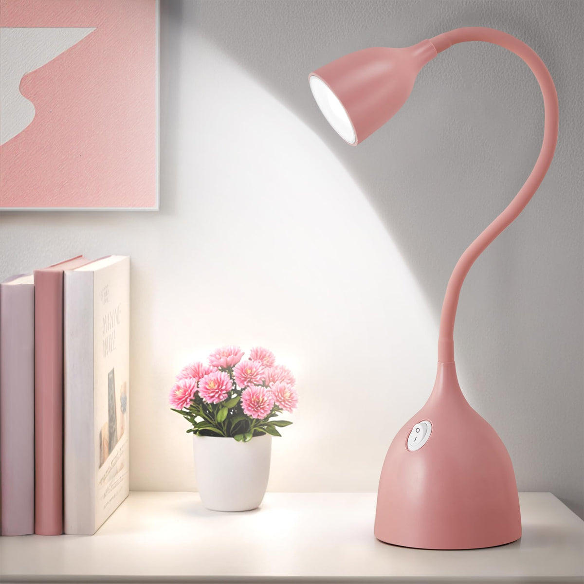 EJIAXIN Desk Lamp for Home Office, LED Reading Light, Small Adjustable Flexible Gooseneck Table Lamp, Eye-Caring Desk Lamp for College Dorm Room Study Lamp, Black