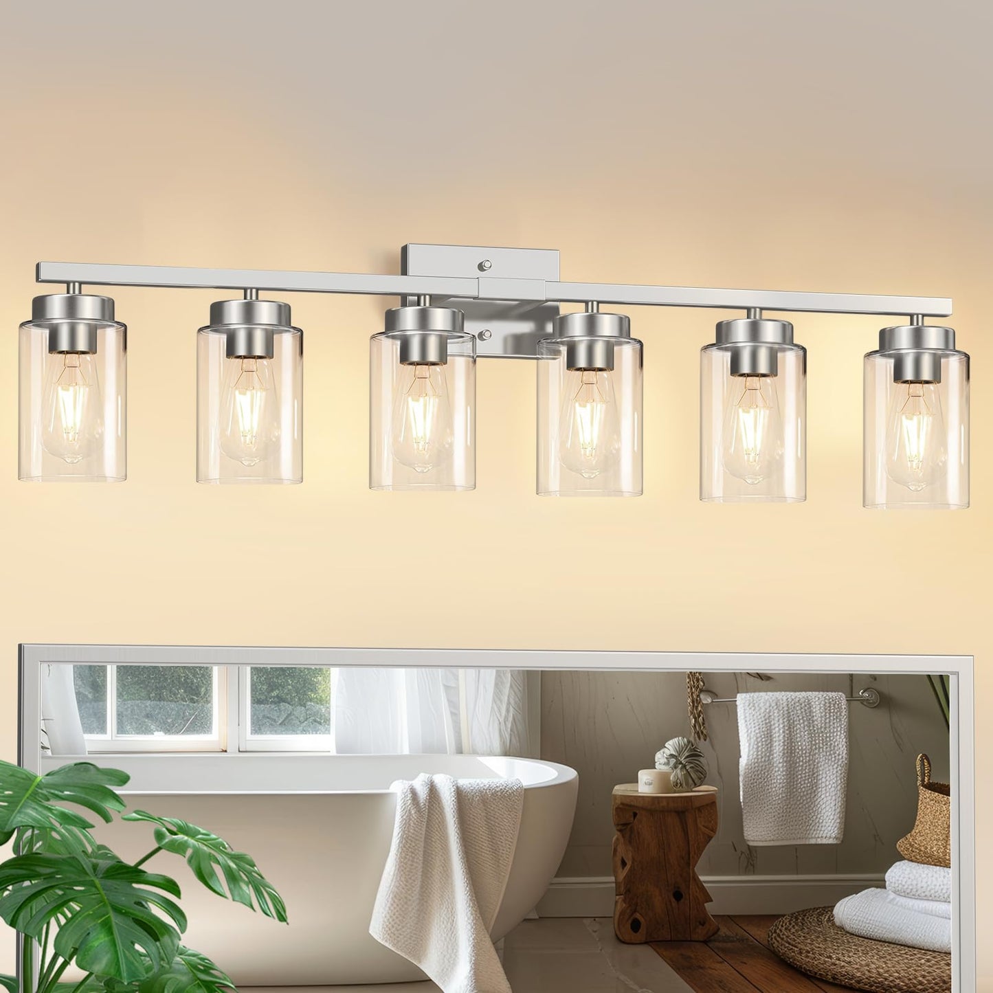 IZORRO Modern Bathroom Light Fixtures, 4 Light Black Vanity Lights, Bathroom Lighting Fixtures Over Mirror with Clear Glass for Living Room Cabinet Bedroom