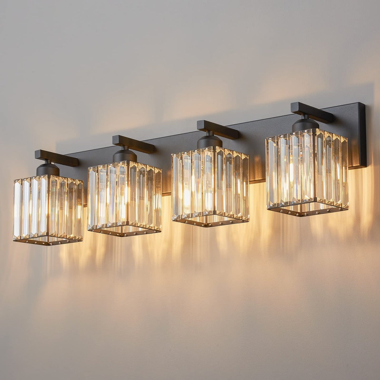 Modern Bathroom Vanity Light 3-Lights Modern Black Crystal Wall Light Bathroom Vanity Light Fixtures