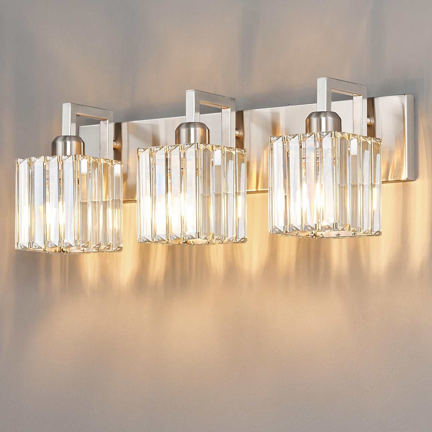 Modern Bathroom Vanity Light 3-Lights Modern Black Crystal Wall Light Bathroom Vanity Light Fixtures