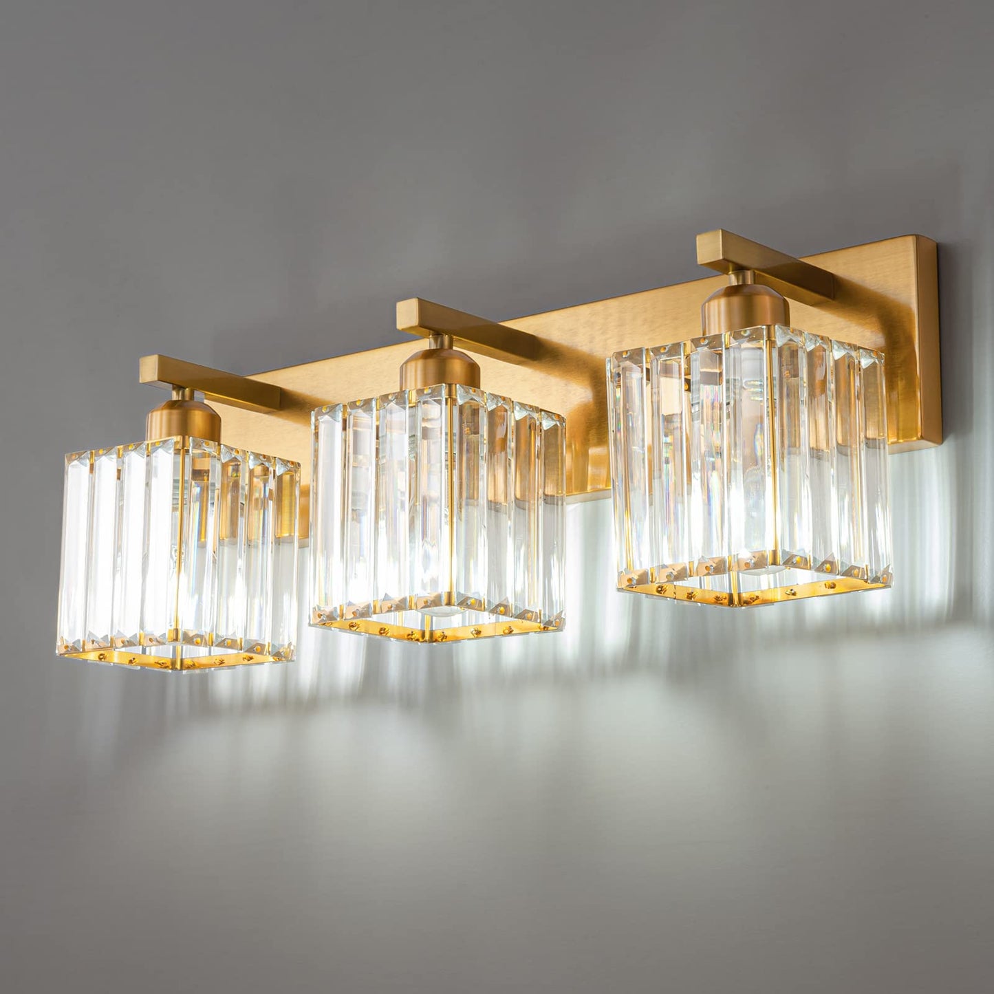 Modern Bathroom Vanity Light 3-Lights Modern Black Crystal Wall Light Bathroom Vanity Light Fixtures