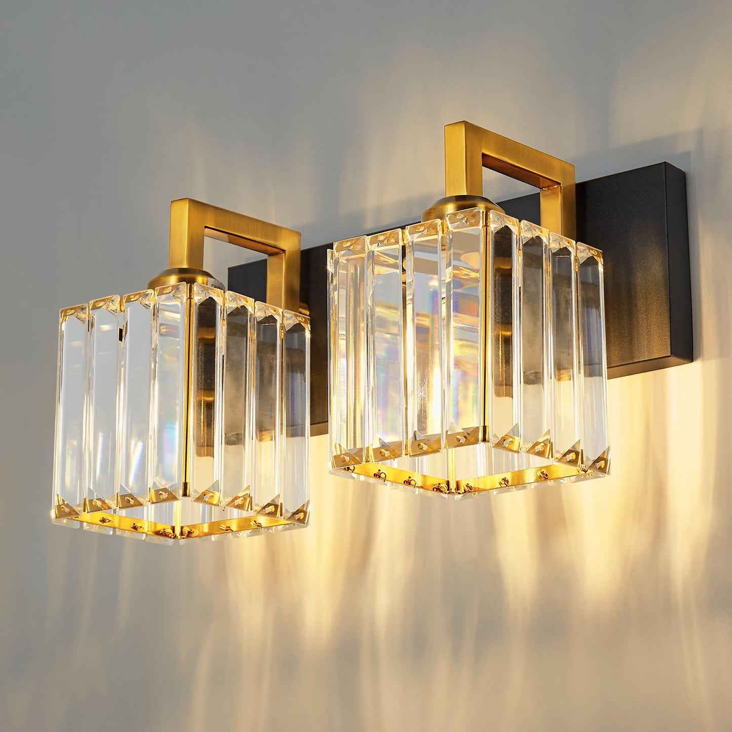 Modern Bathroom Vanity Light 3-Lights Modern Black Crystal Wall Light Bathroom Vanity Light Fixtures