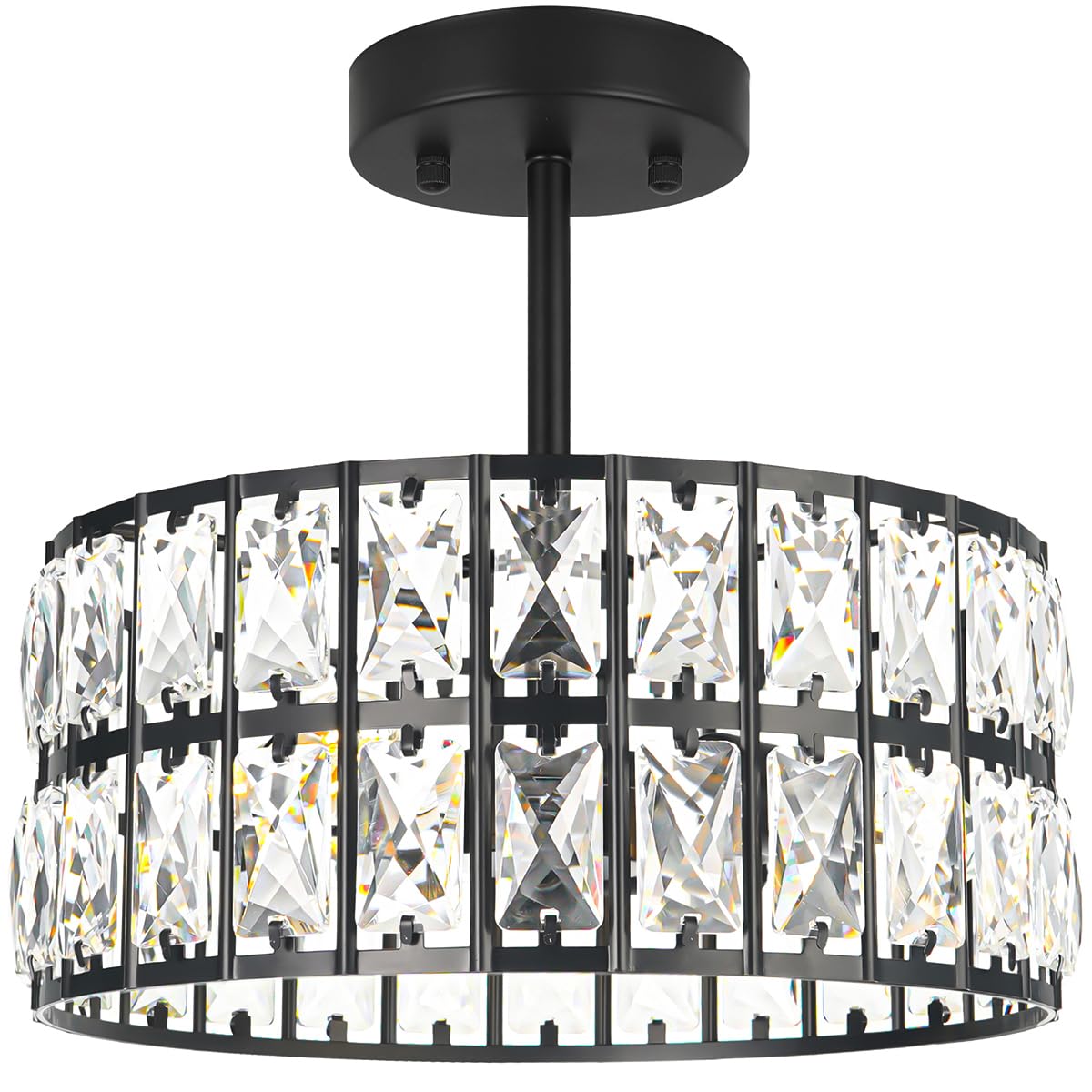 Crystal Ceiling Light Fixture, Modern Semi Flush Mount Ceiling Light, Gold Hallway Lighting Fixtures Chandelier for Kitchen, Close To Ceiling Light Fixtures for Entryway Bedroom, 1-Light, 11Inch