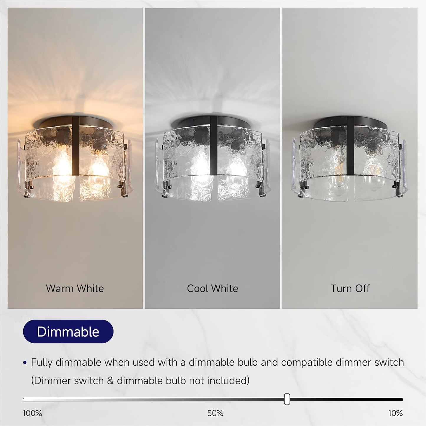 Black Semi Flush Mount Ceiling Light, 14" Farmhouse Hallway Light Fixtures | Vintage Drum Glass Entryway Lighting, Mid Century Modern Lights for Kitchen Dining Room Foyer Bedroom Laundry Room Bathroom