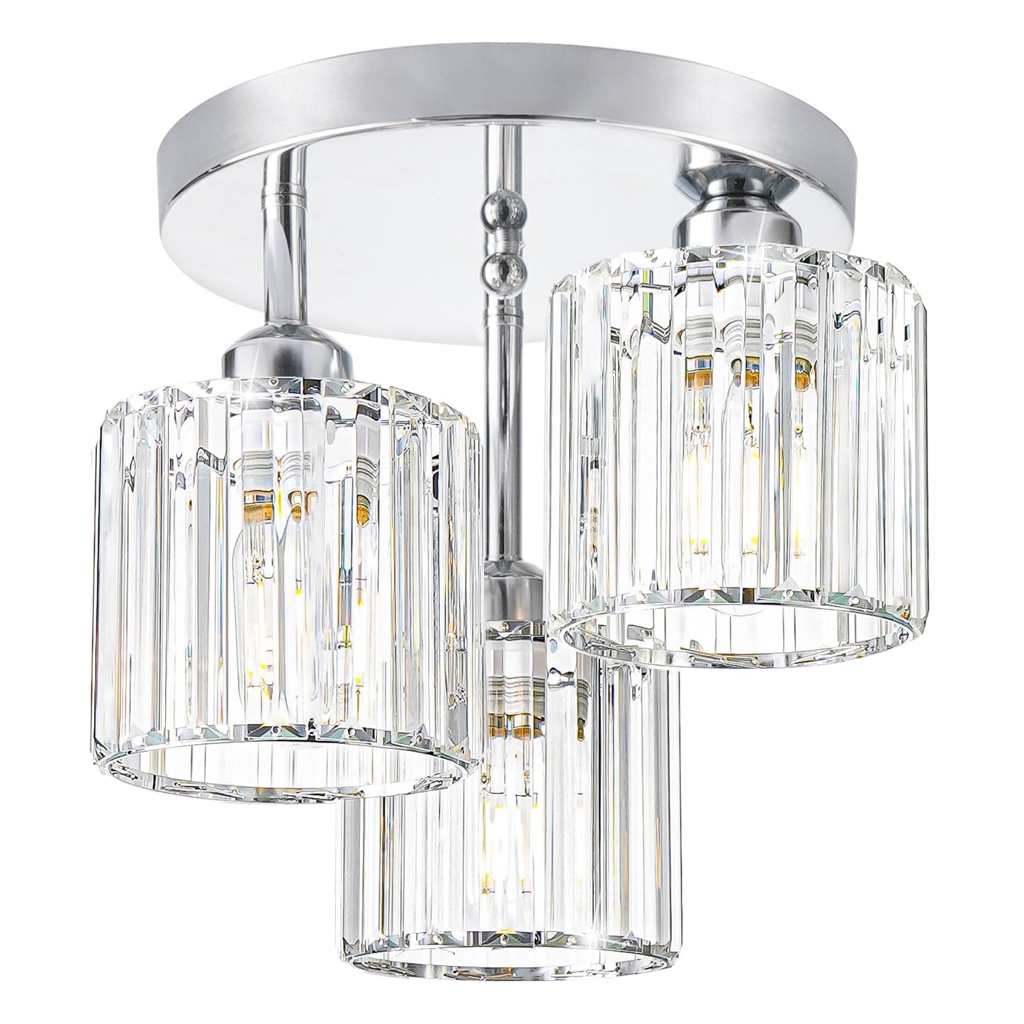 Crystal Ceiling Light Fixture, Modern Semi Flush Mount Ceiling Light, Gold Hallway Lighting Fixtures Chandelier for Kitchen, Close To Ceiling Light Fixtures for Entryway Bedroom, 1-Light, 11Inch