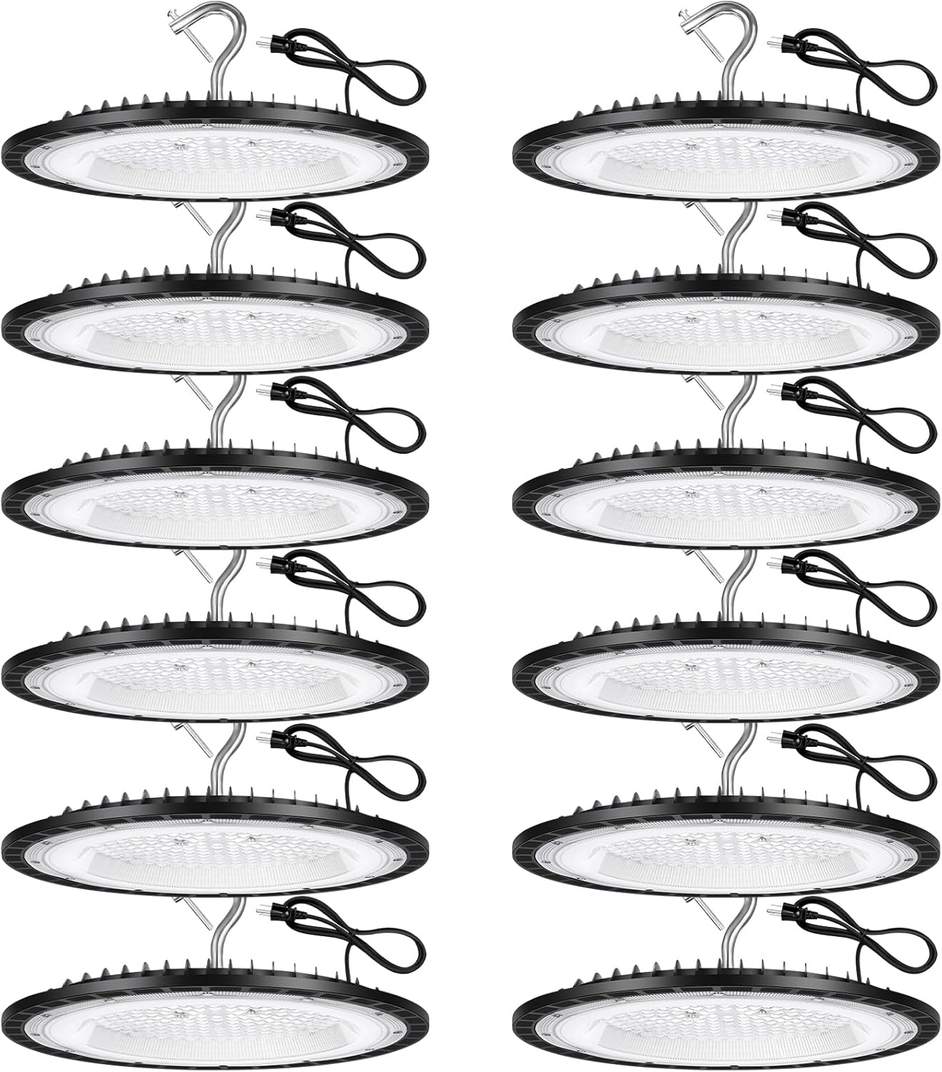 YANYCN 6 Pack 200W UFO Led High Bay Light Fixture,120VAC,30800LM,5000K Daylight Commercial Shop Bay Lighting,[850W MH/HPS Equiv.] US Plug Area Lighting for Warehouse/Barn/Gym/Factory/Workshop