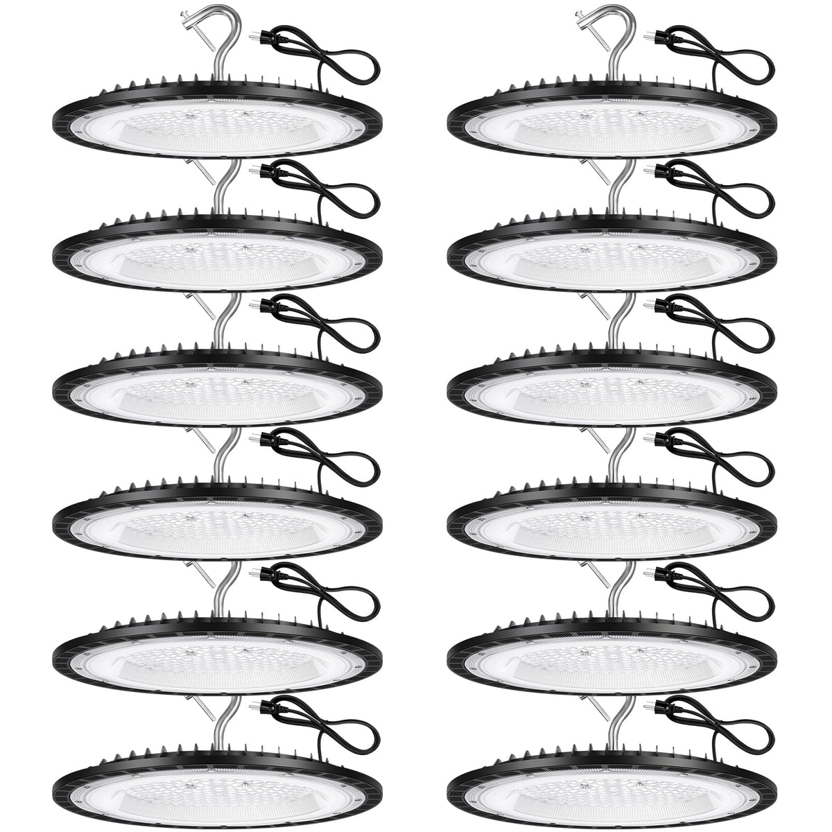YANYCN 6 Pack 200W UFO Led High Bay Light Fixture,120VAC,30800LM,5000K Daylight Commercial Shop Bay Lighting,[850W MH/HPS Equiv.] US Plug Area Lighting for Warehouse/Barn/Gym/Factory/Workshop