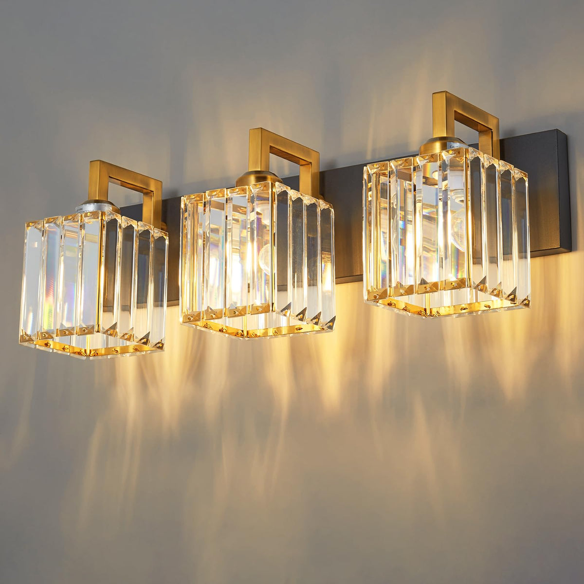 Modern Bathroom Vanity Light 3-Lights Modern Black Crystal Wall Light Bathroom Vanity Light Fixtures