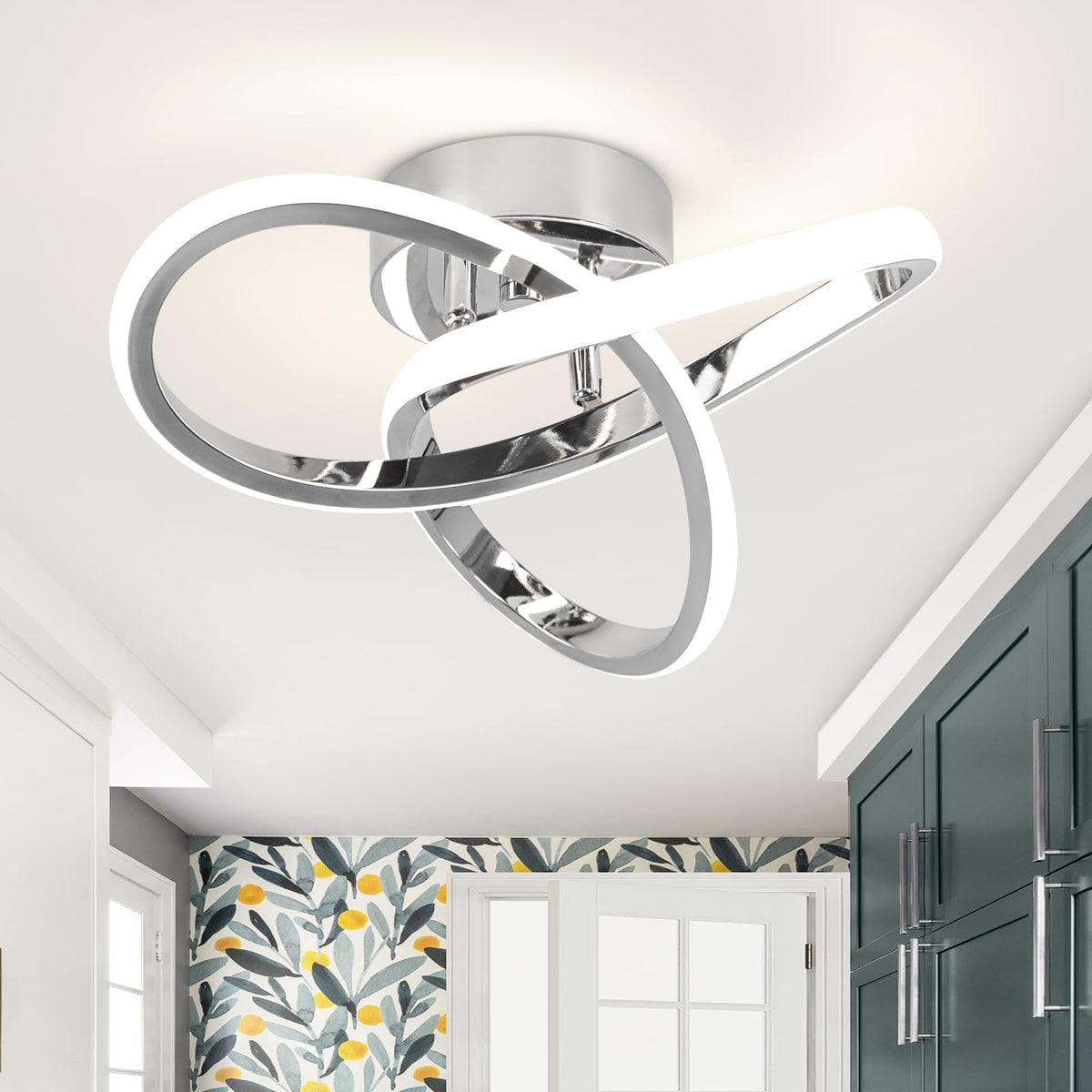 CANEOE Hallway Light Acrylic Modern LED Ceiling Light Fixtures Cool White 6000K Close to Ceiling Lights for Bedroom Bathroom Kitchen Balcony Corridor Stair Aisle Curved Creative Design Celing lamp