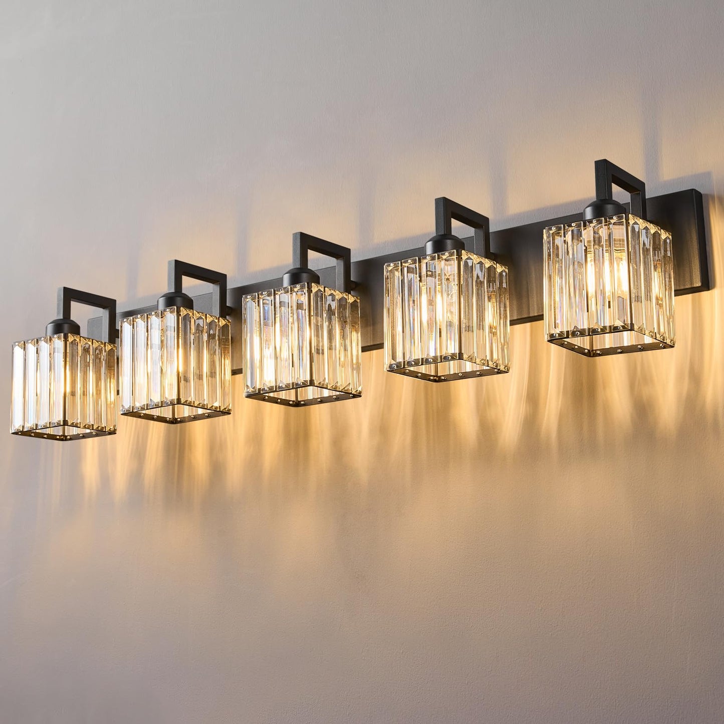 Modern Bathroom Vanity Light 3-Lights Modern Black Crystal Wall Light Bathroom Vanity Light Fixtures