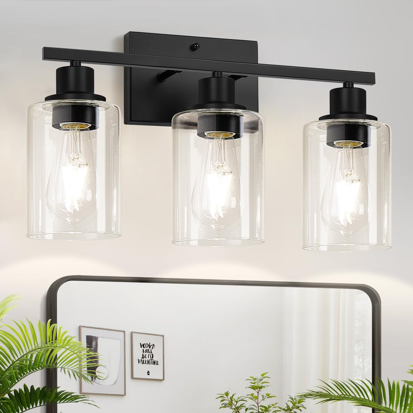 MOKATNG 4-Light Vanity Light with Milky White Shades, Brushed Nickel Bathroom Lighting Fixtures Over Mirror, Modern Bathroom Wall Lamp for Mirror Living Room Cabinet Bedroom