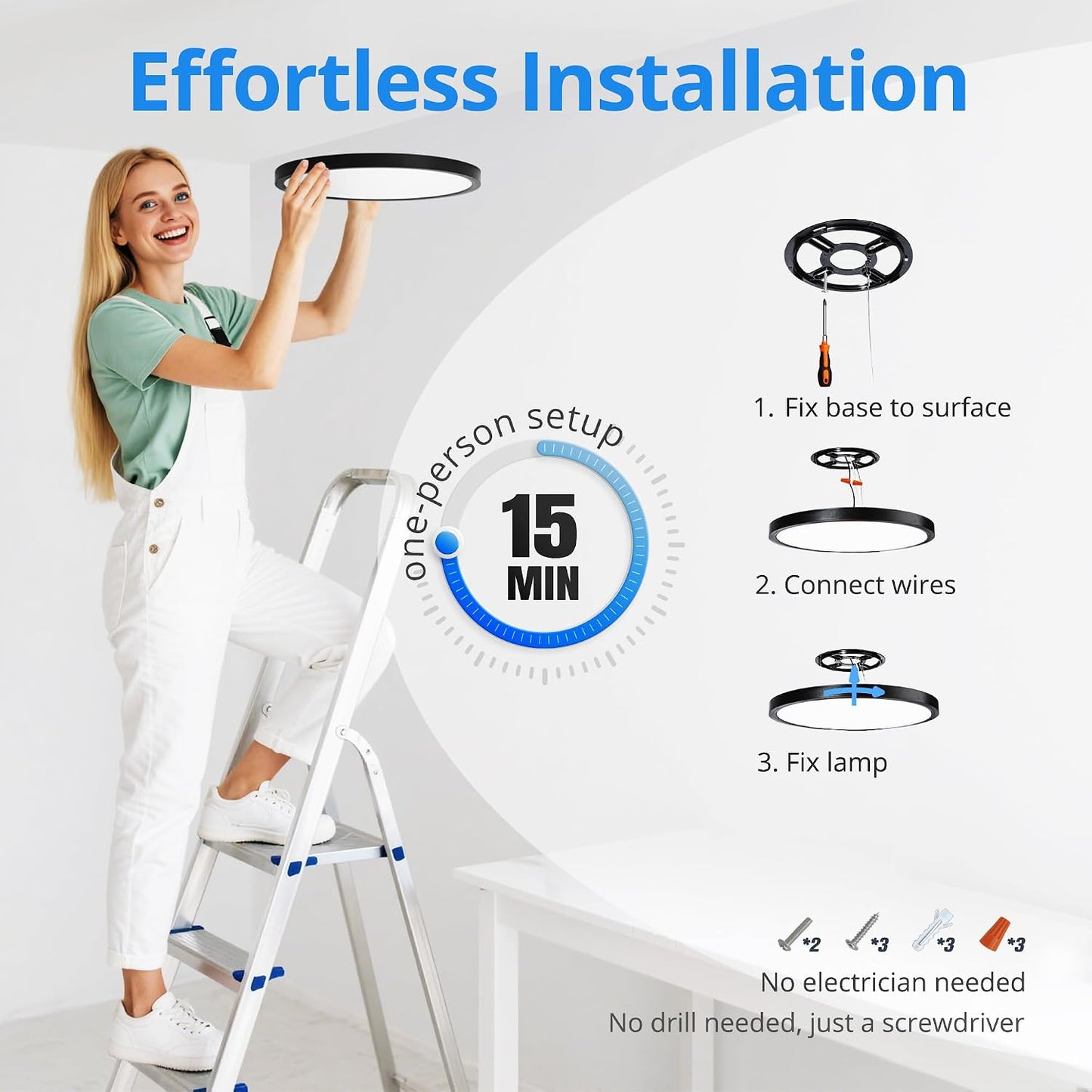 6-Pack 12in Ultra Thin LED Flush Mount Ceiling Light,Dimmable,5CCT | 2700K-6500K, 24W 2640LM, Anti-Glare,Edge-lit, Hardwired Light Fixture for Bedroom Kitchen Hallway Laundry Porch, Black