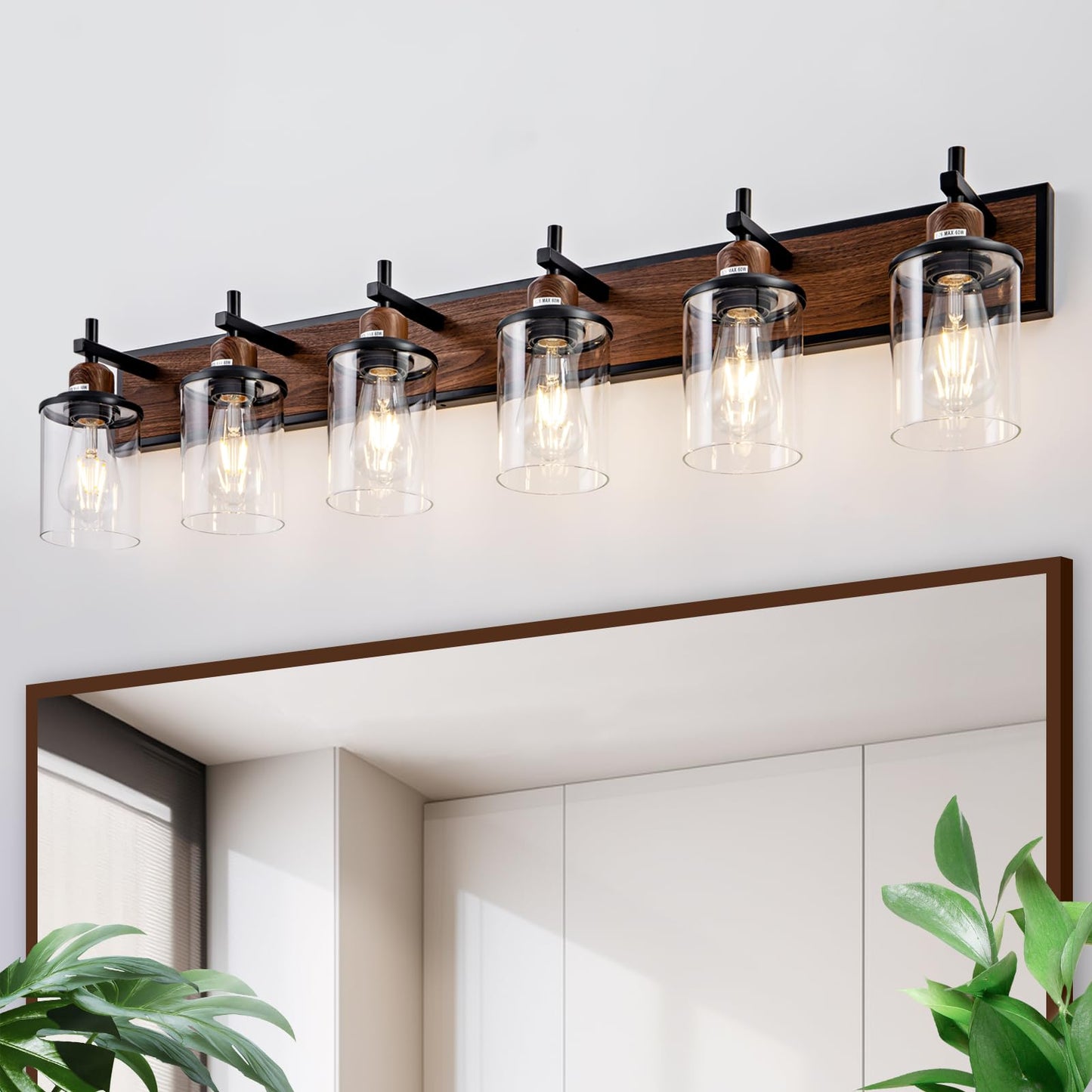 Lanhall 3-Light Black Bathroom Light Fixture Over Mirror Modern Farmhouse Bathroom Vanity Light Vintage Wall Lighting with Clear Glass Shade for Bathroom, Bedroom, Hallway, Cabinet