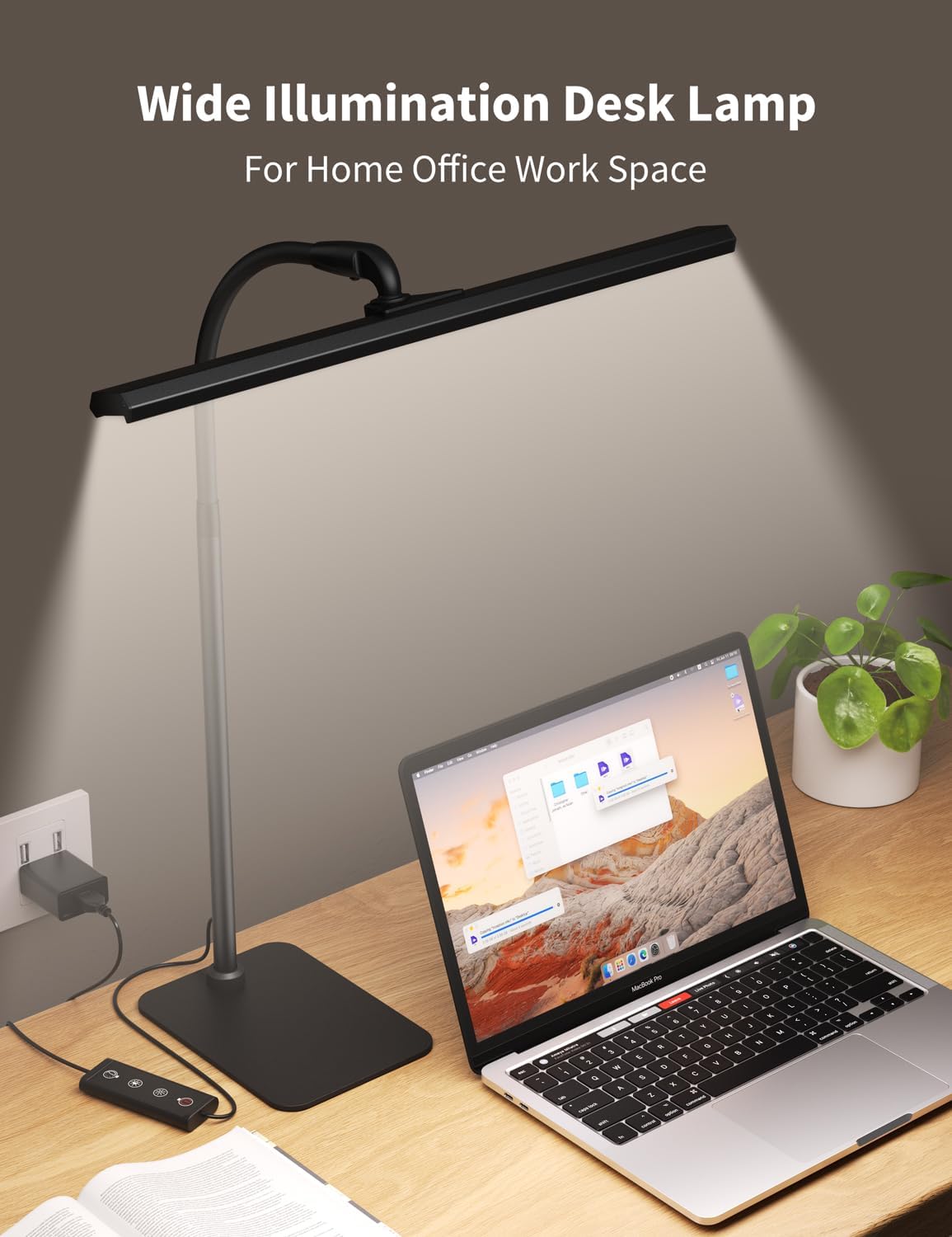Kary LED Desk Lamp, Flexible Gooseneck Task Light with Base and Timer | 12W Tall Architect Lamp for Home Office Working, Reading, Crafting, Study, 5-Level Dimmable Brightness and Color