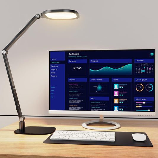 LED Desk Lamp for Home Office, Soft Edge-lit Design - Modern Style | Eye-Caring Diffused Light, Professional Computer Light for Reading, Crafts & Zoom, Dimmable with 30 Modes, Memory & Timer