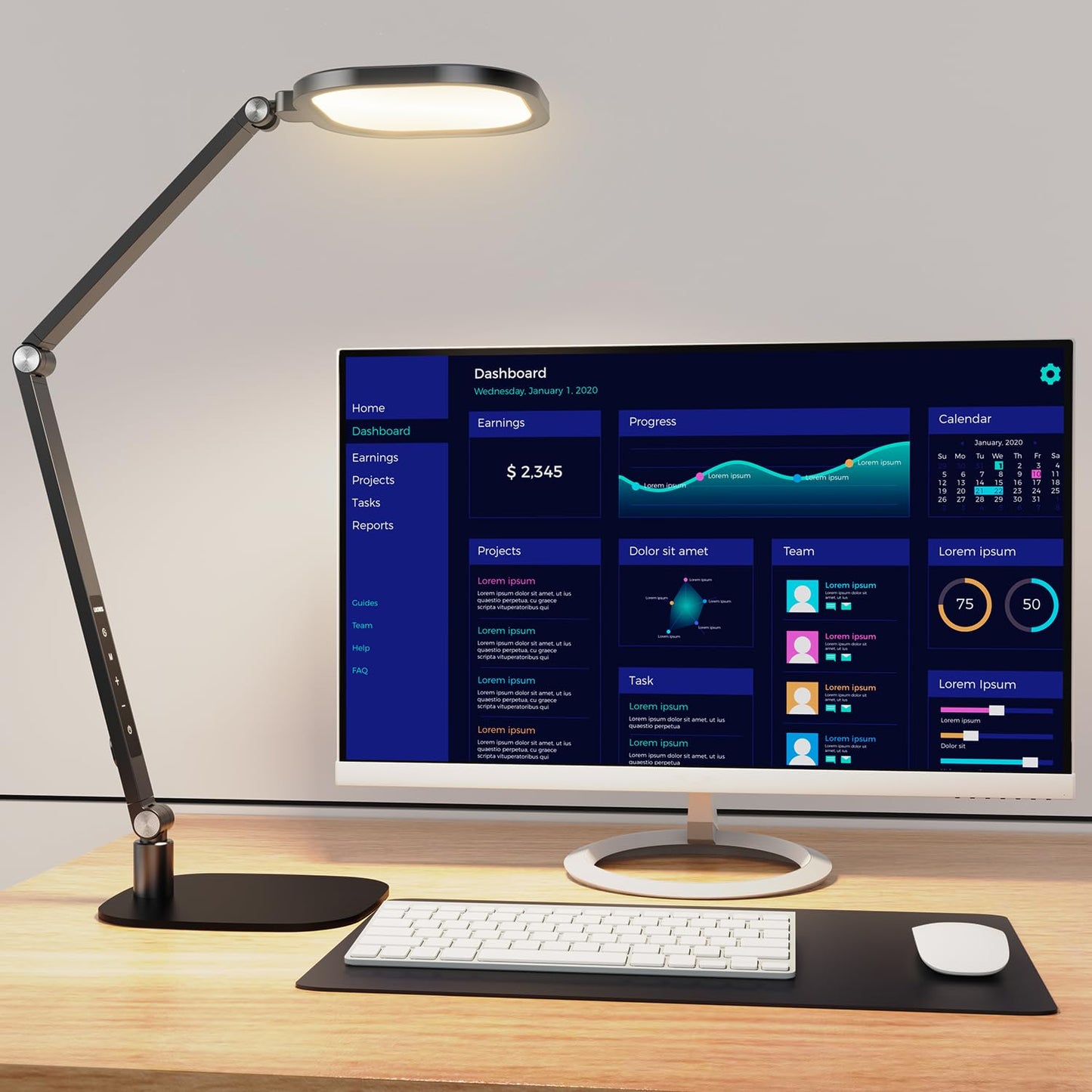 LED Desk Lamp for Home Office, Soft Edge-lit Design - Modern Style | Eye-Caring Diffused Light, Professional Computer Light for Reading, Crafts & Zoom, Dimmable with 30 Modes, Memory & Timer
