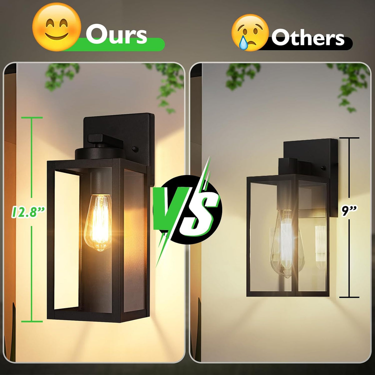 Outdoor Wall Light Fixture, Modern Outside Porch Sconce, Black | Waterproof, Rust-Resistant, Durable Metal with Clear Glass, Standard E26 Socket, Easy to Install