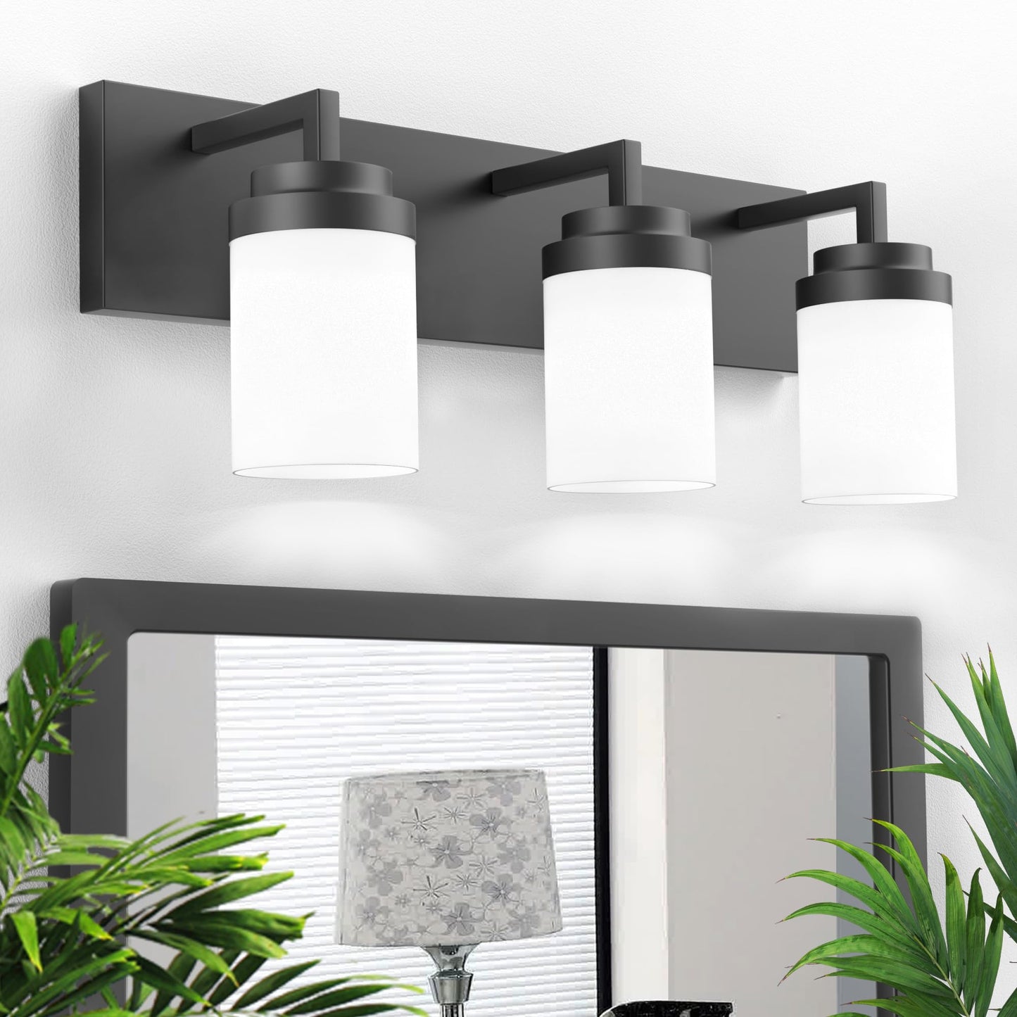Bathroom Vanity Light, 3 Light Matte Black Vanity Lights with Clear Glass Shade, 22in Modern Wall Sconces, Bathroom Lighting Fixtures Over Mirror for Living Room