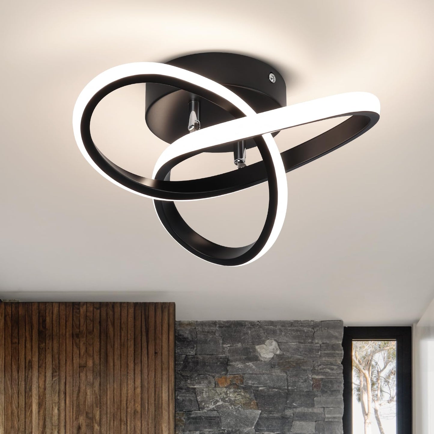 CANEOE Hallway Light Acrylic Modern LED Ceiling Light Fixtures Cool White 6000K Close to Ceiling Lights for Bedroom Bathroom Kitchen Balcony Corridor Stair Aisle Curved Creative Design Celing lamp