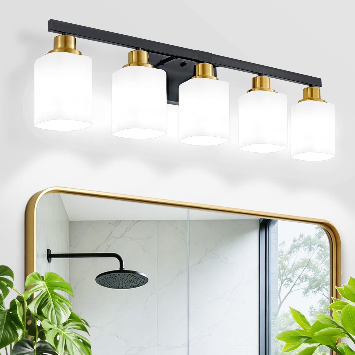 3-Light Bathroom Vanity Light,Modern Matte Black Bathroom Light Fixtures with Square Frosted Glass,Wall Sconces Lighting fixtures Over Mirror Restroom, Living Room Hallway