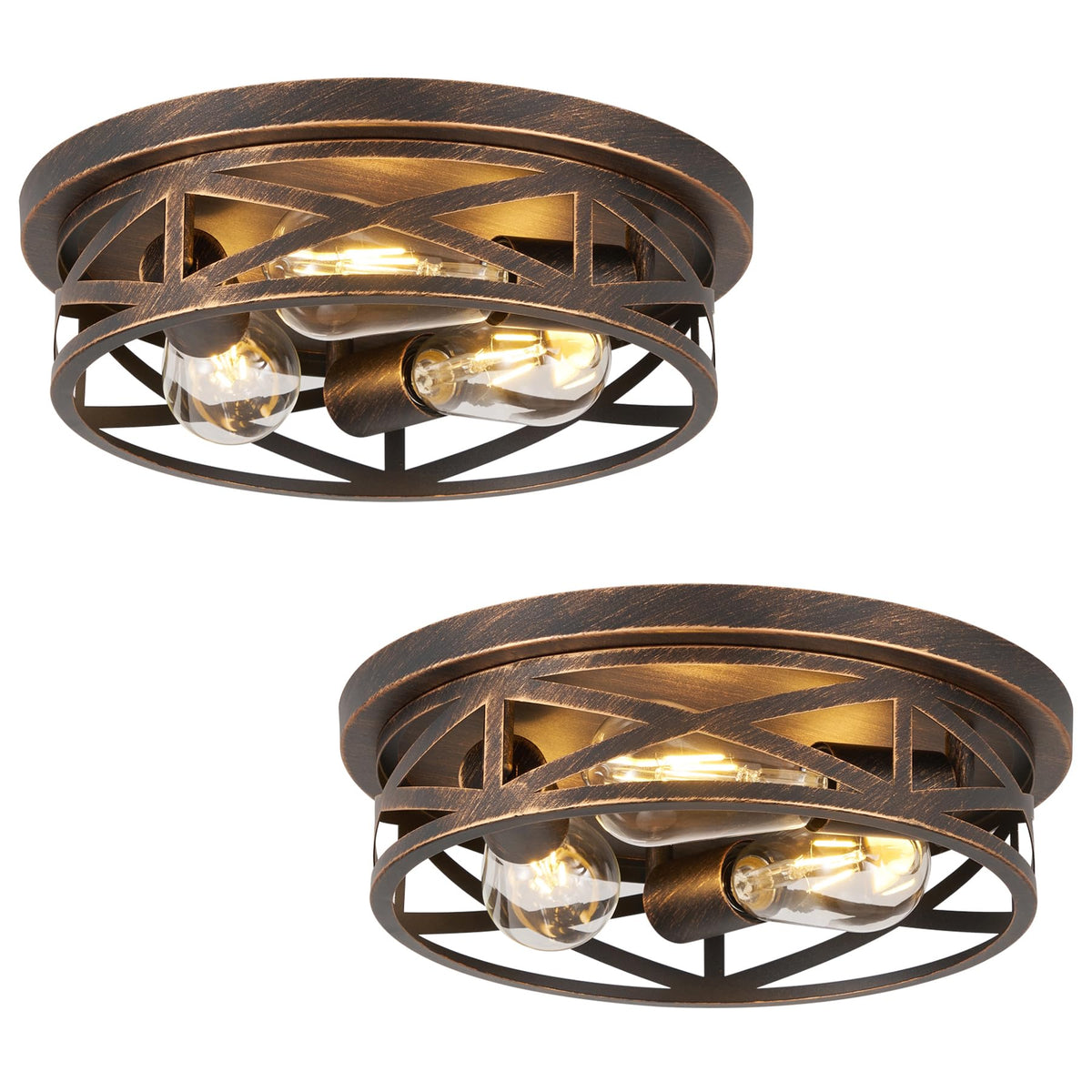 13 inch Black Flush Mount Ceiling Light Fixtures,3-Light Modern Hallway Light Fixtures Ceiling, Black Light Fixture Ceiling Mount for Farmhouse,Kitchen, Bedroom 2 Pack