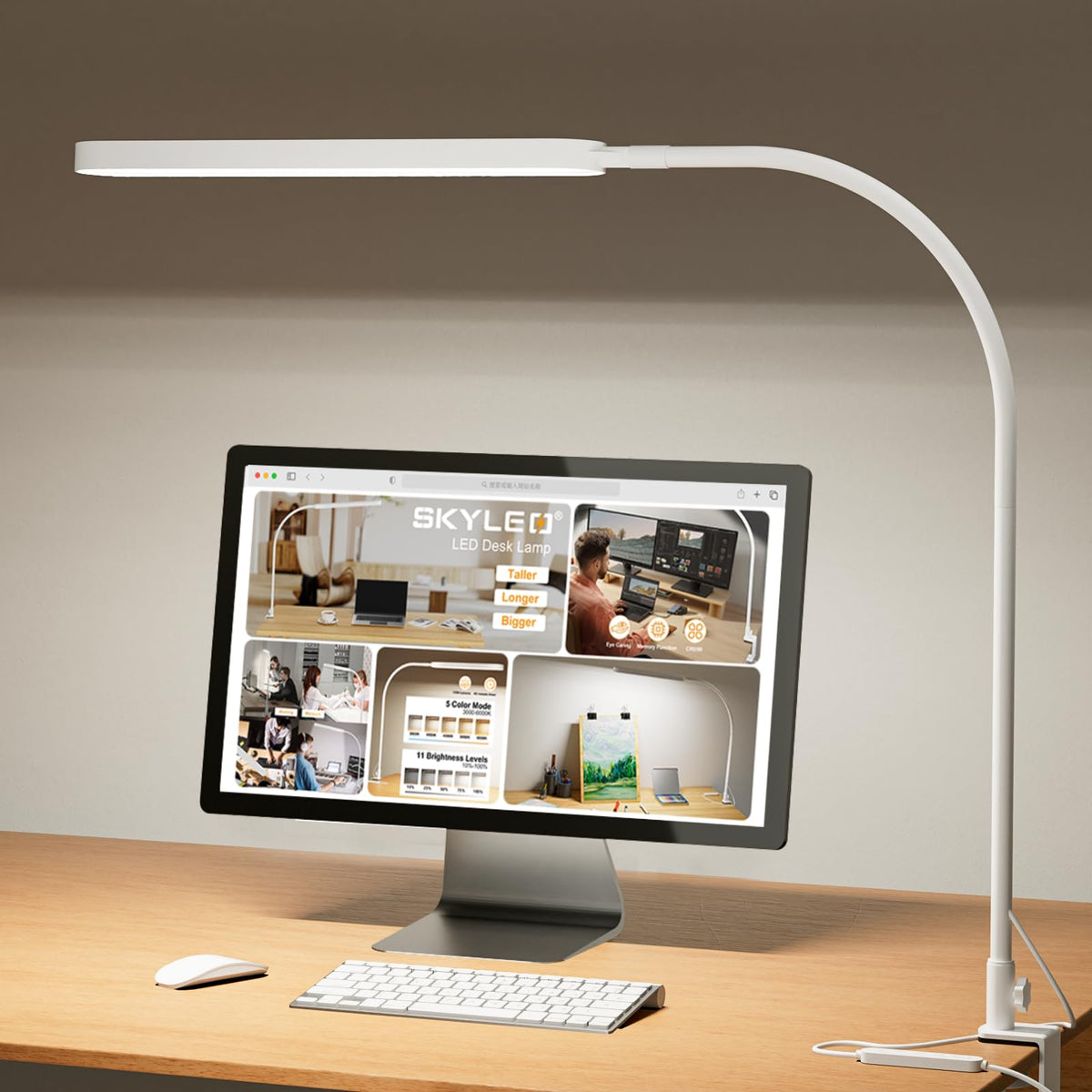 Desk Lamp for Home Office, Eye Comfortable LED Desk Light for Long Hours, Adjustable Swing Arm with Memory Function, Black