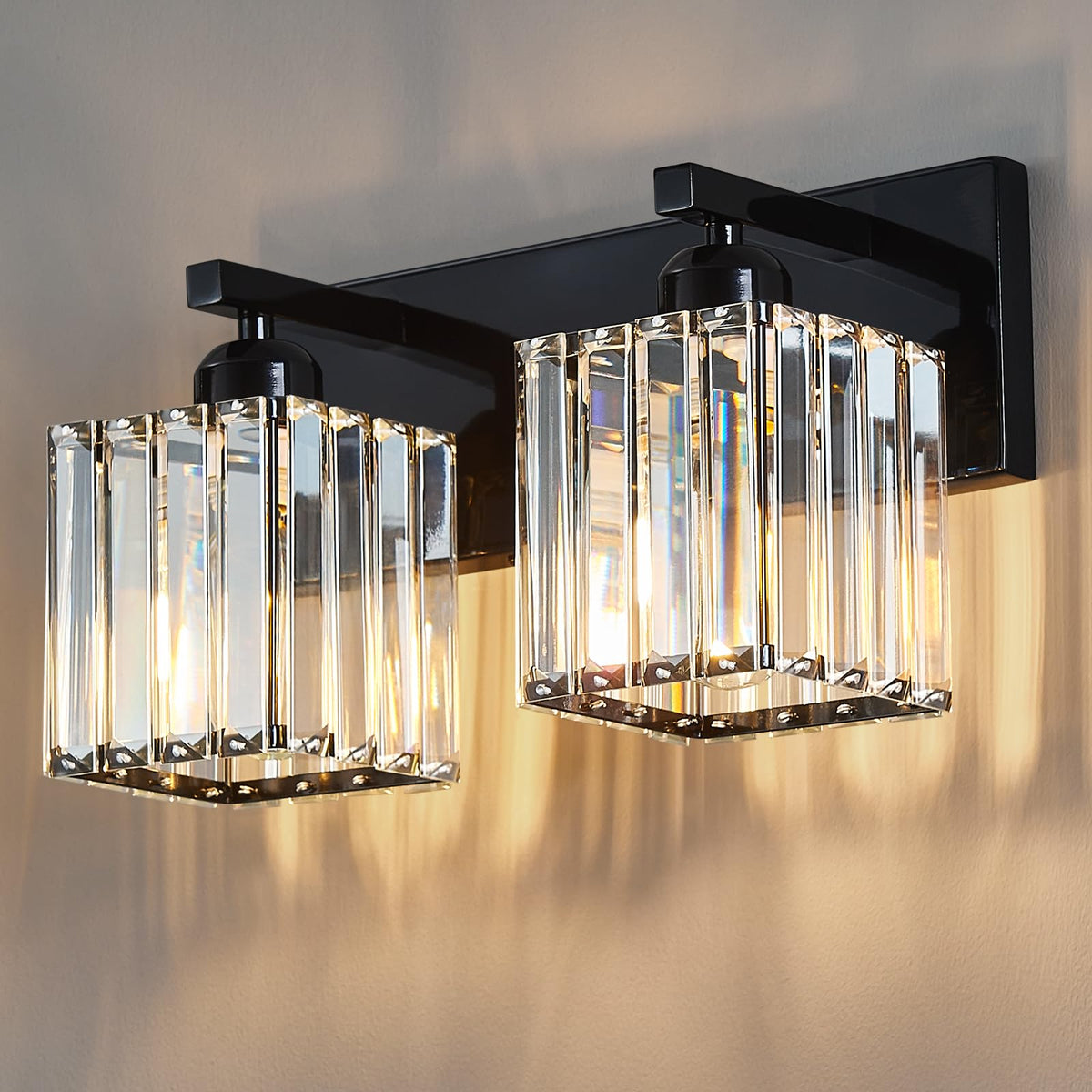 Modern Bathroom Vanity Light 3-Lights Modern Black Crystal Wall Light Bathroom Vanity Light Fixtures