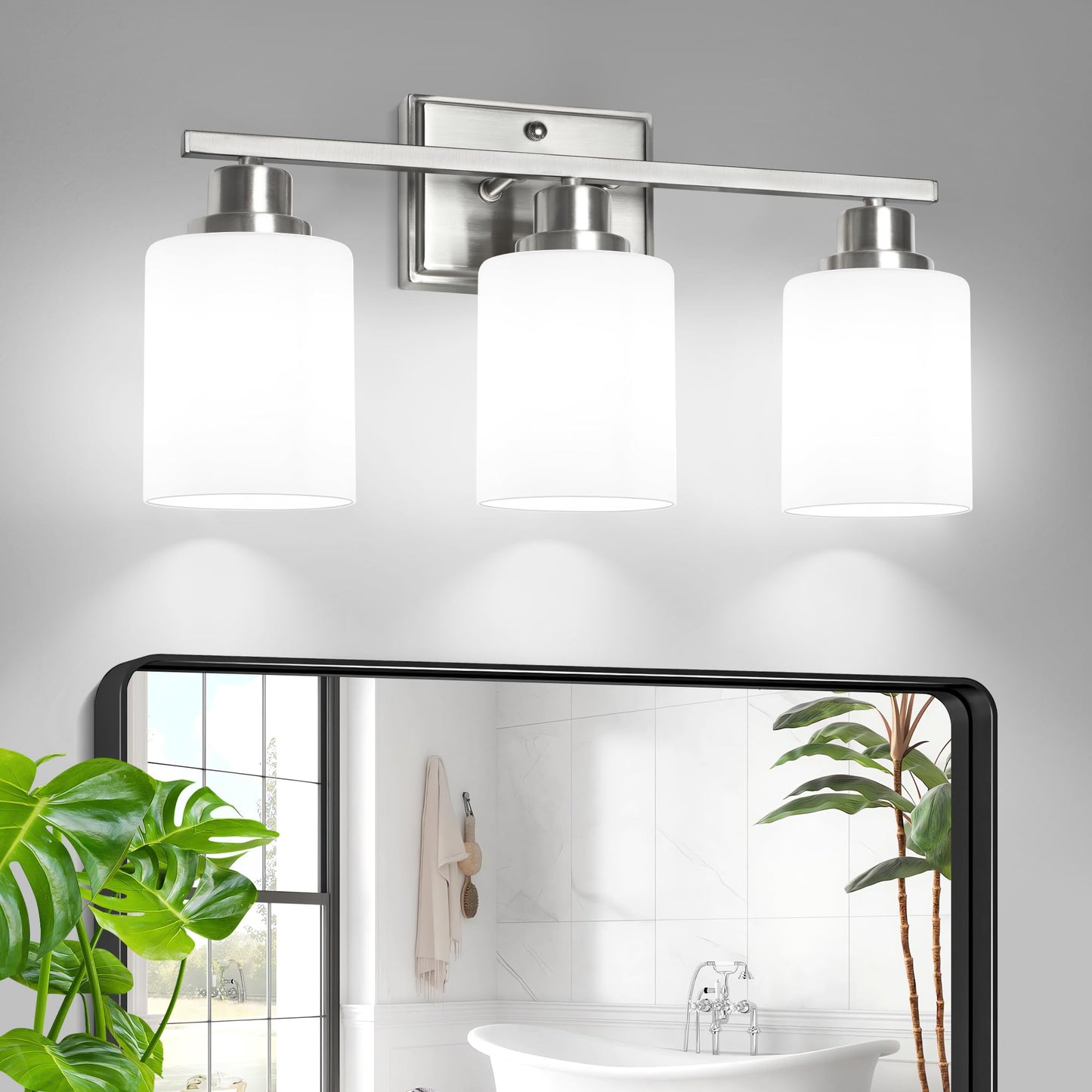 Modern Bathroom Light Fixtures, 4 Light Vanity Lights Over Mirror, Black Wall Lamp with Clear Glass for Living Room Cabinet Bedroom Porch
