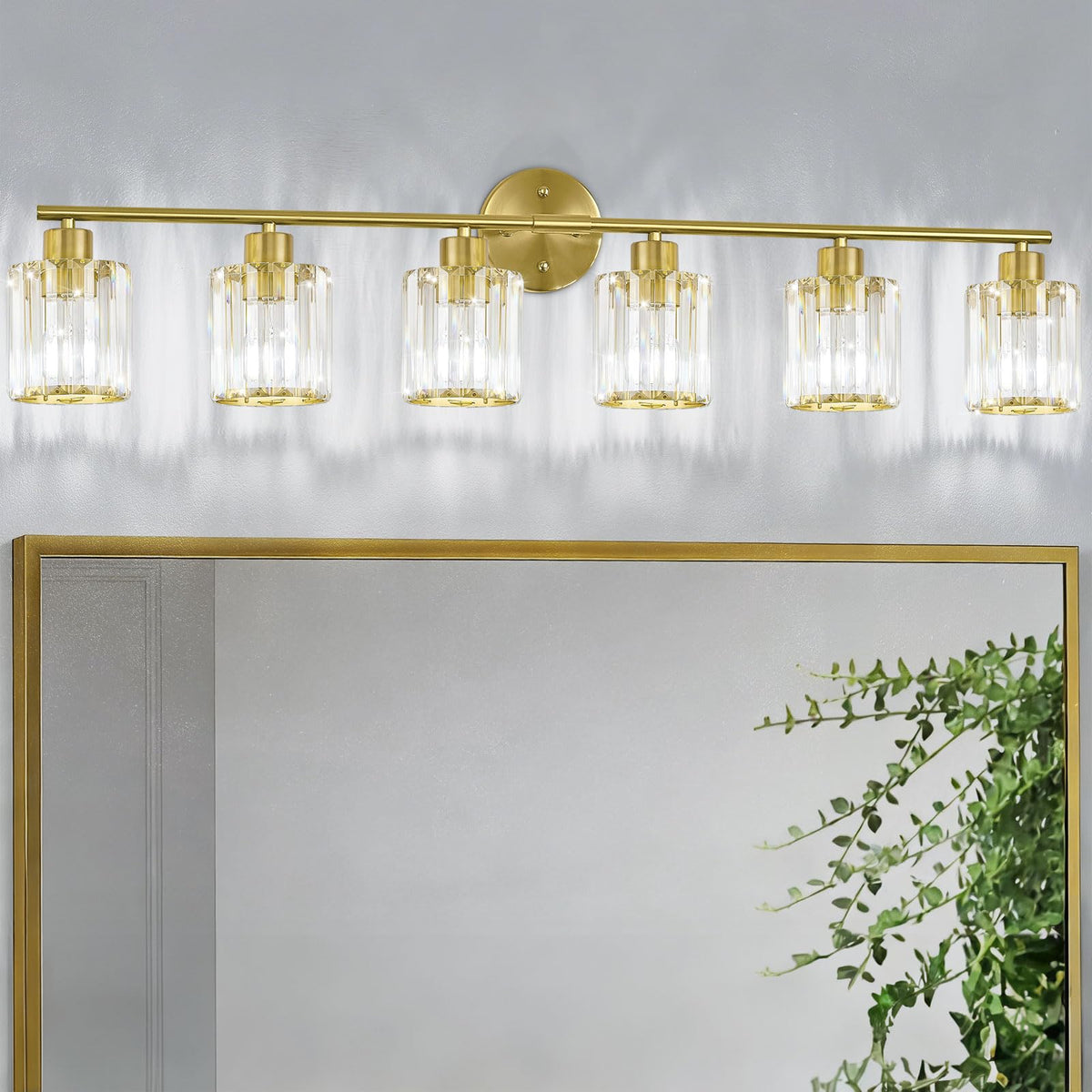 Modern Brushed Nickel Crystal Bathroom Light Fixtures,3-Light | Bathroom Lighting Fixtures over Mirror,Vanity Lights for Mirror, Restroom(Ceramic E26 Socket,Bulbs Not Include)