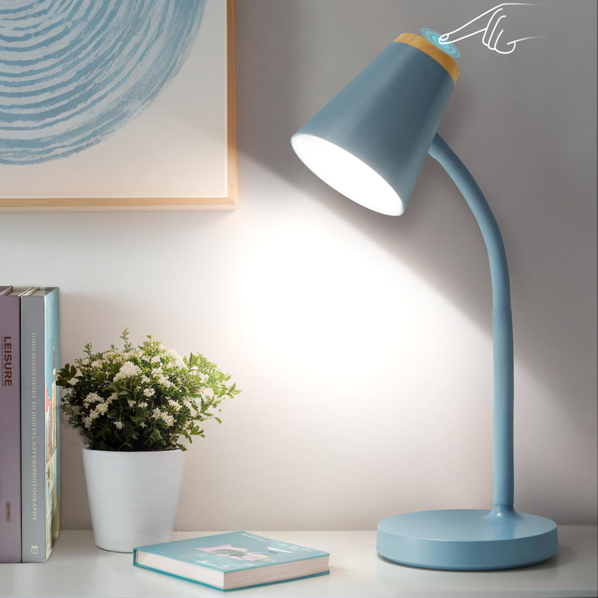EJIAXIN Desk Lamps for Home Office - Small LED Desk Lamp Touch Dimmable Reading Light for College Dorm Room - Adjustable Flexible Gooseneck Table Lamp for Bedside Bedroom Nightstand Pink