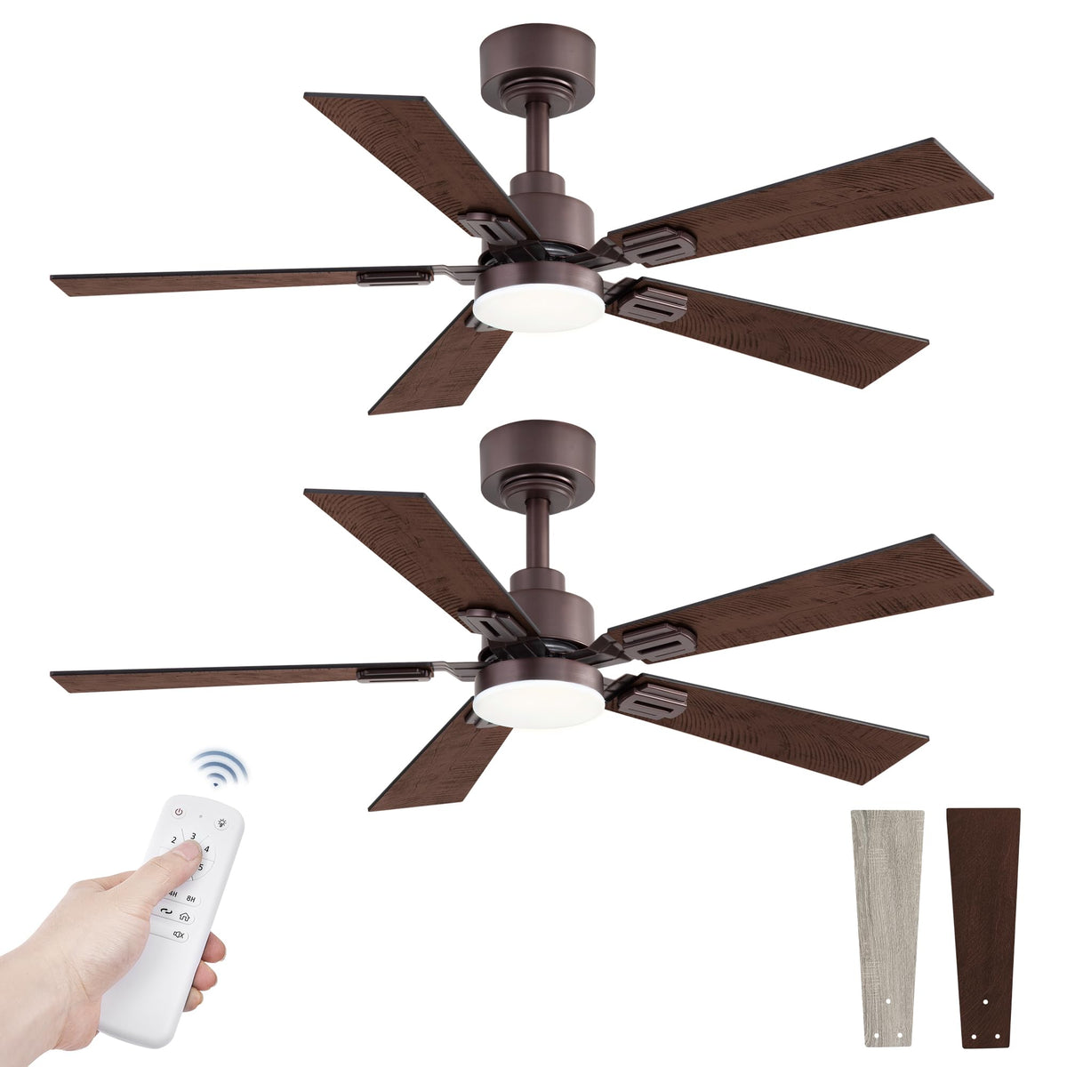 Fanbulous 2 Pack of 42 Inch Modern Ceiling Fans with Lights & Remote, Black