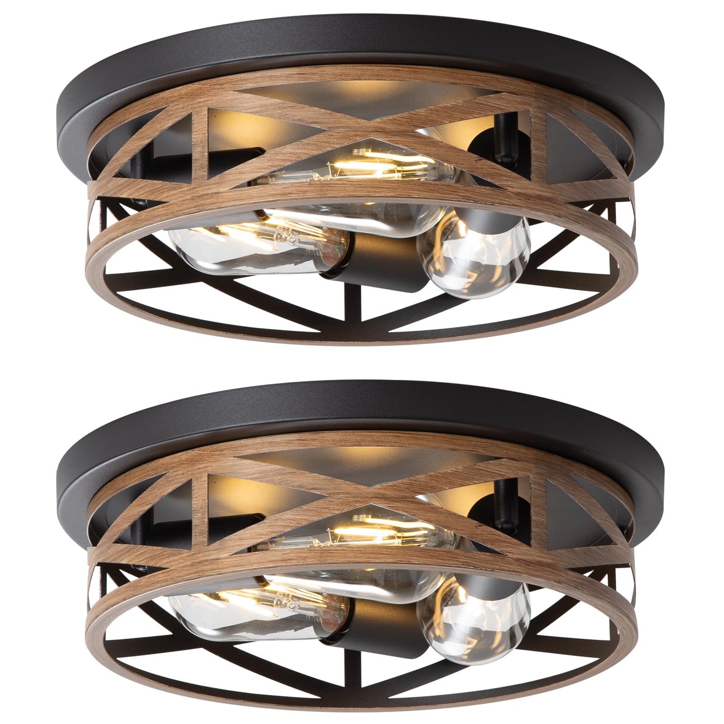 13 inch Black Flush Mount Ceiling Light Fixtures,3-Light Modern Hallway Light Fixtures Ceiling, Black Light Fixture Ceiling Mount for Farmhouse,Kitchen, Bedroom 2 Pack