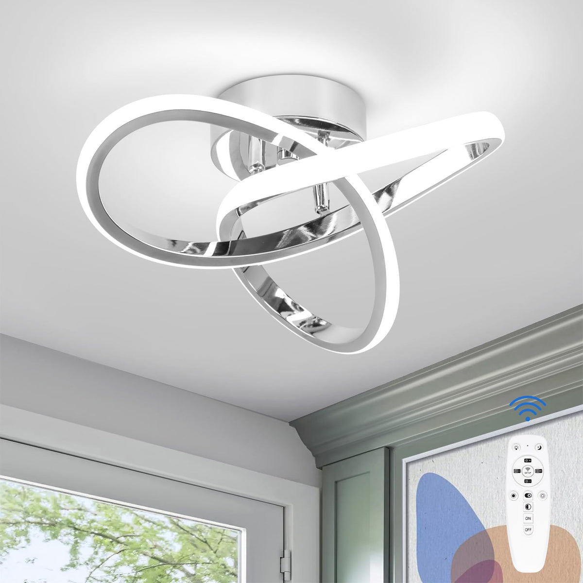 CANEOE Hallway Light Acrylic Modern LED Ceiling Light Fixtures Cool White 6000K Close to Ceiling Lights for Bedroom Bathroom Kitchen Balcony Corridor Stair Aisle Curved Creative Design Celing lamp