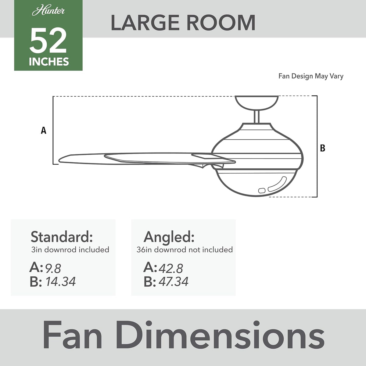 Hunter Ocala, Outdoor or Indoor, Ceiling Fan, Rustic, 52 inch, Noble Bronze | with LED Light and Pull Chain, Standard Mount, 4 Blades, For Living Room, Patio, Porch, Garage, 59214