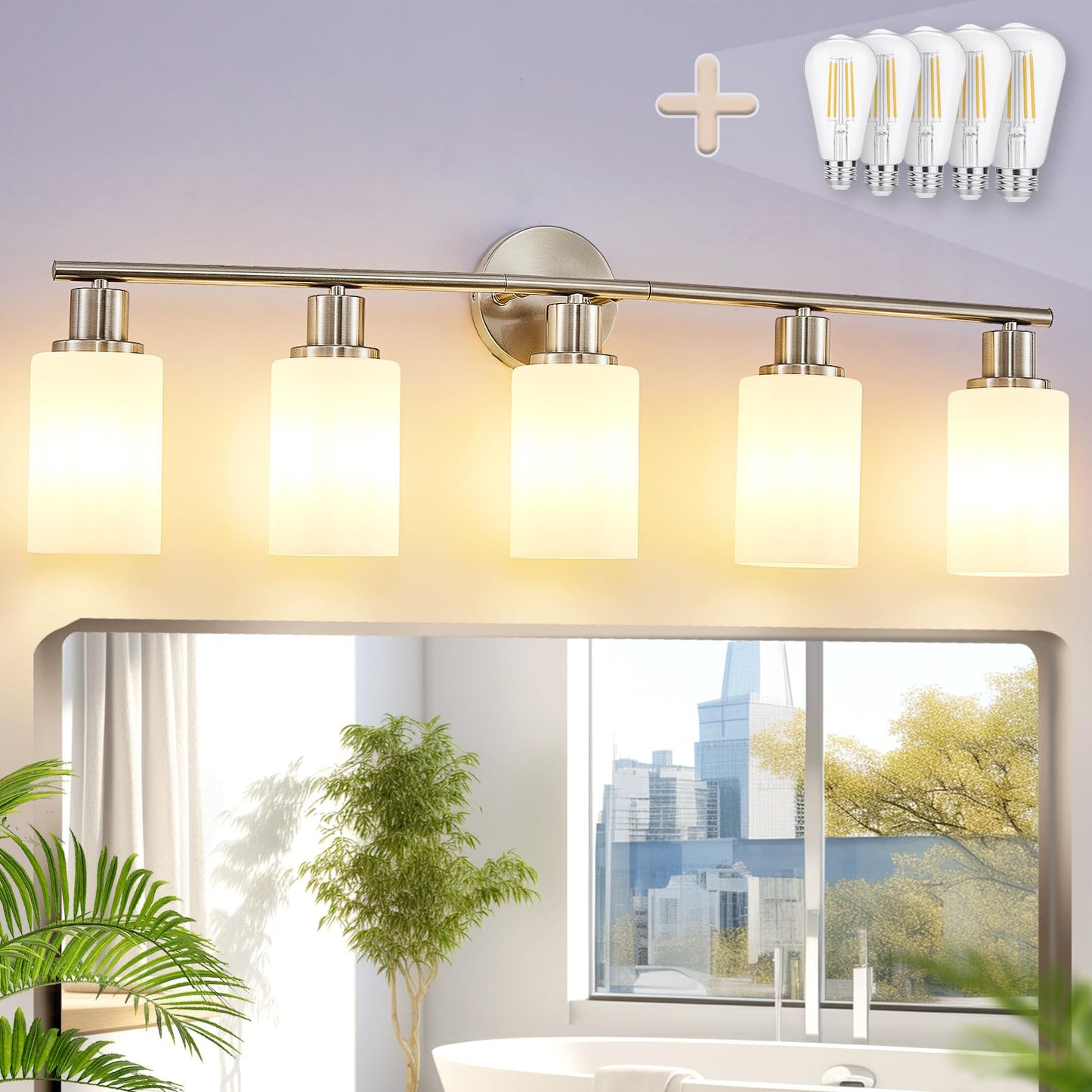 DLLT 3-Light Bathroom Light Fixtures: Set of 2 Black Modern Vanity Lights with Clear Glass Shade - 18.51" Bathroom Wall Lamp for Mirror Kitchen Living Room