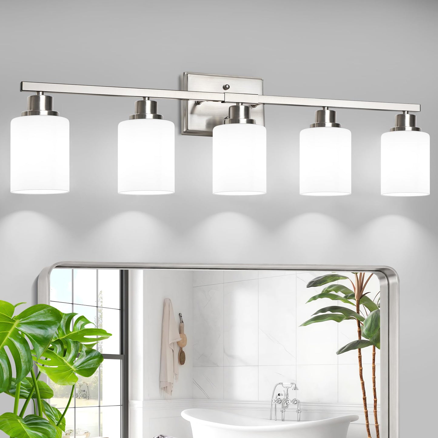 Modern Bathroom Light Fixtures, 4 Light Vanity Lights Over Mirror, Black Wall Lamp with Clear Glass for Living Room Cabinet Bedroom Porch