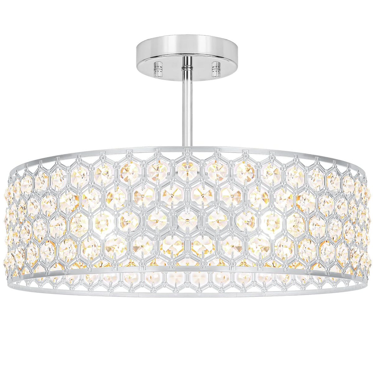 Crystal Ceiling Light Fixture, Modern Semi Flush Mount Ceiling Light, Gold Hallway Lighting Fixtures Chandelier for Kitchen, Close To Ceiling Light Fixtures for Entryway Bedroom, 1-Light, 11Inch