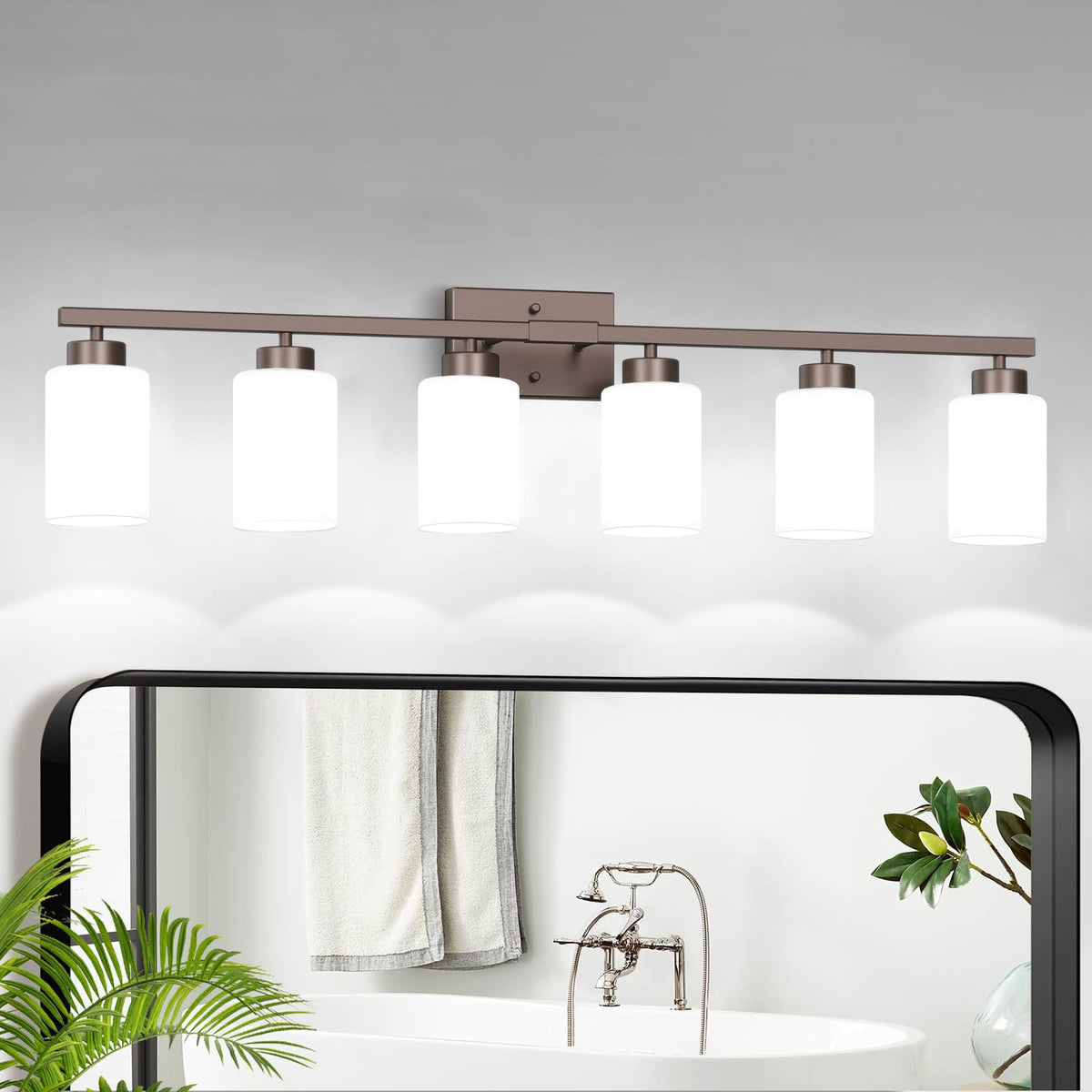 IZORRO Modern Bathroom Light Fixtures, 4 Light Black Vanity Lights, Bathroom Lighting Fixtures Over Mirror with Clear Glass for Living Room Cabinet Bedroom