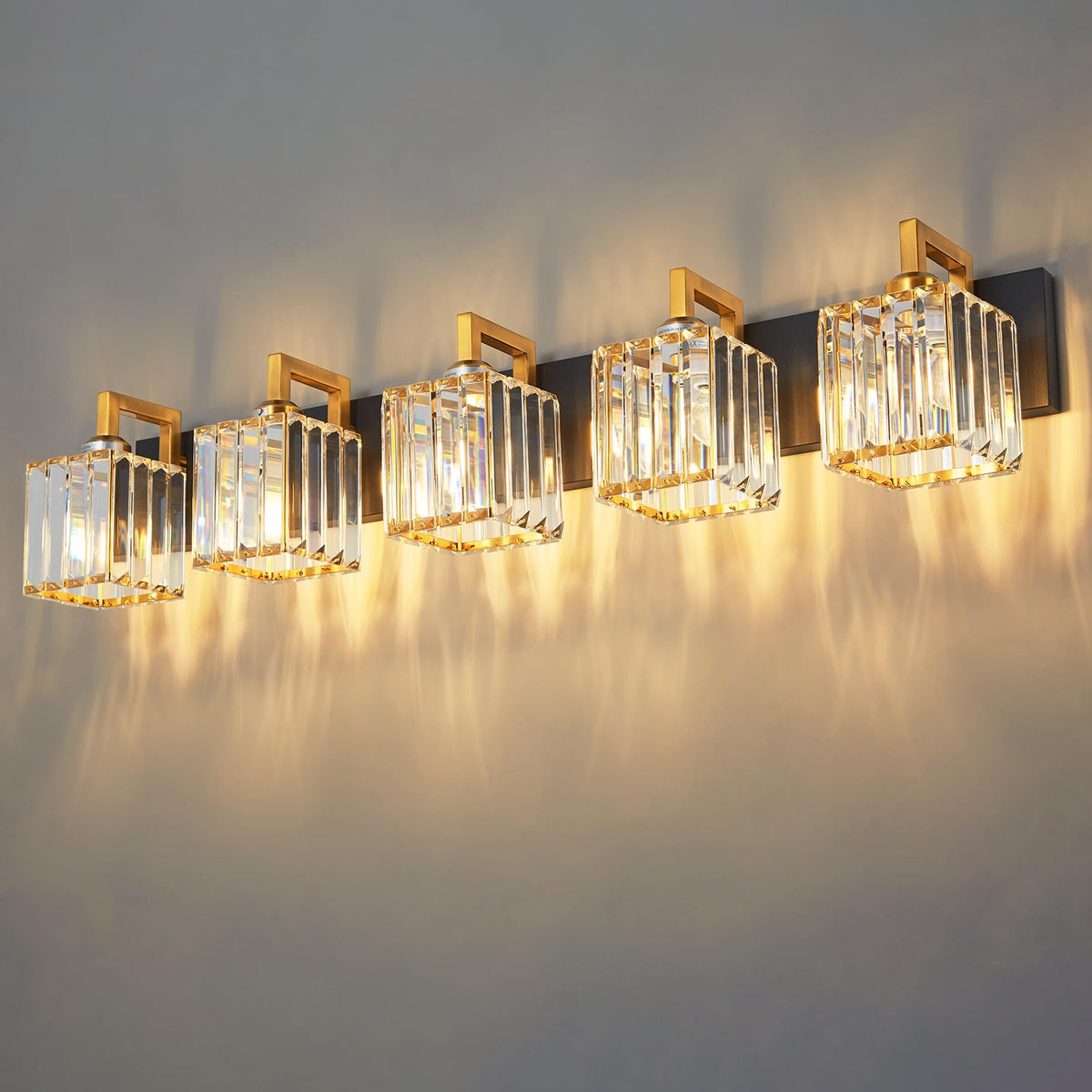 Modern Bathroom Vanity Light 3-Lights Modern Black Crystal Wall Light Bathroom Vanity Light Fixtures