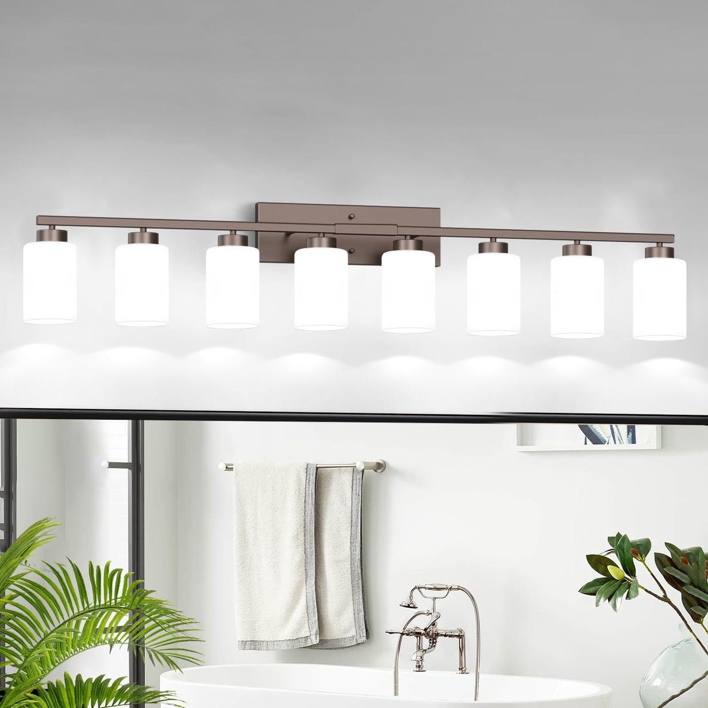 IZORRO Modern Bathroom Light Fixtures, 4 Light Black Vanity Lights, Bathroom Lighting Fixtures Over Mirror with Clear Glass for Living Room Cabinet Bedroom
