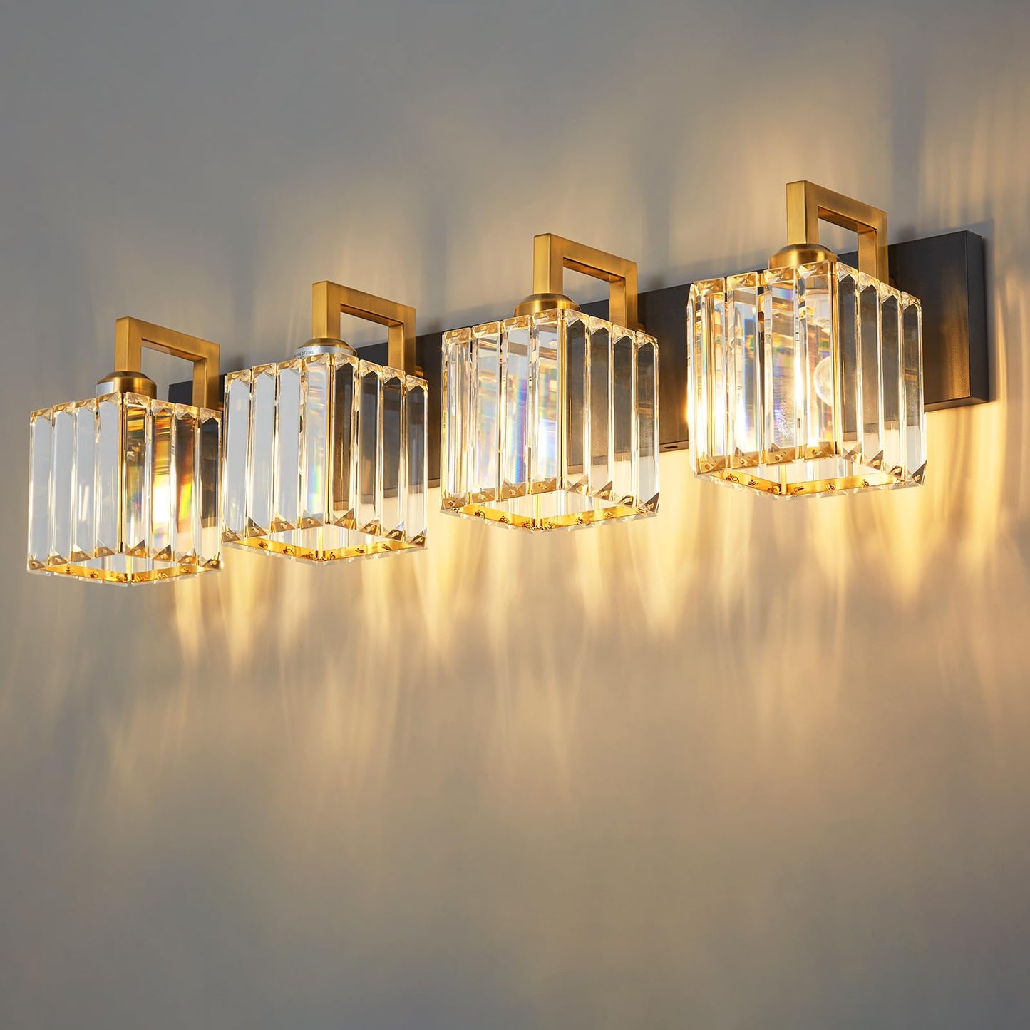 Modern Bathroom Vanity Light 3-Lights Modern Black Crystal Wall Light Bathroom Vanity Light Fixtures