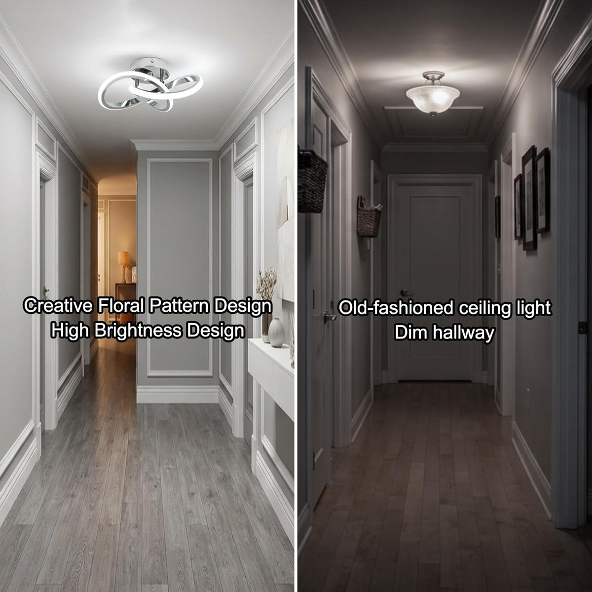 CANEOE Hallway Light Acrylic Modern LED Ceiling Light Fixtures Cool White 6000K Close to Ceiling Lights for Bedroom Bathroom Kitchen Balcony Corridor Stair Aisle Curved Creative Design Celing lamp