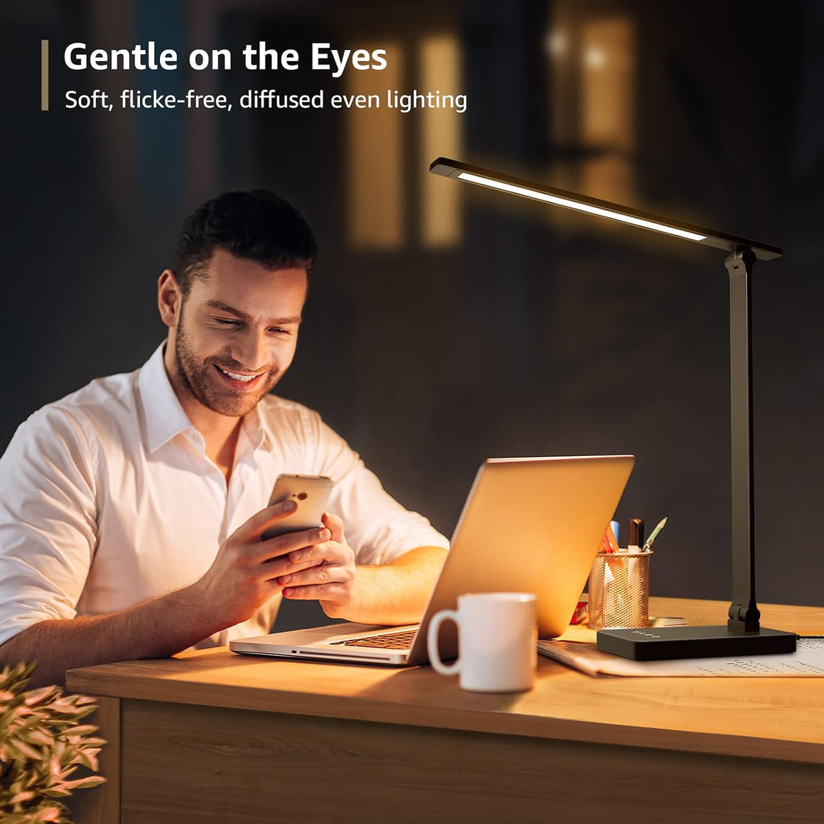 Lepro LED Desk Lamp for Home Office, 9.5W 750LM Touch Desk Light, Black | 5 Color Modes 5 Brightness Level, Eye Caring, Metal Task Lamp For Reading, Sewing, Crafts, School Supplies, Puzzle Light