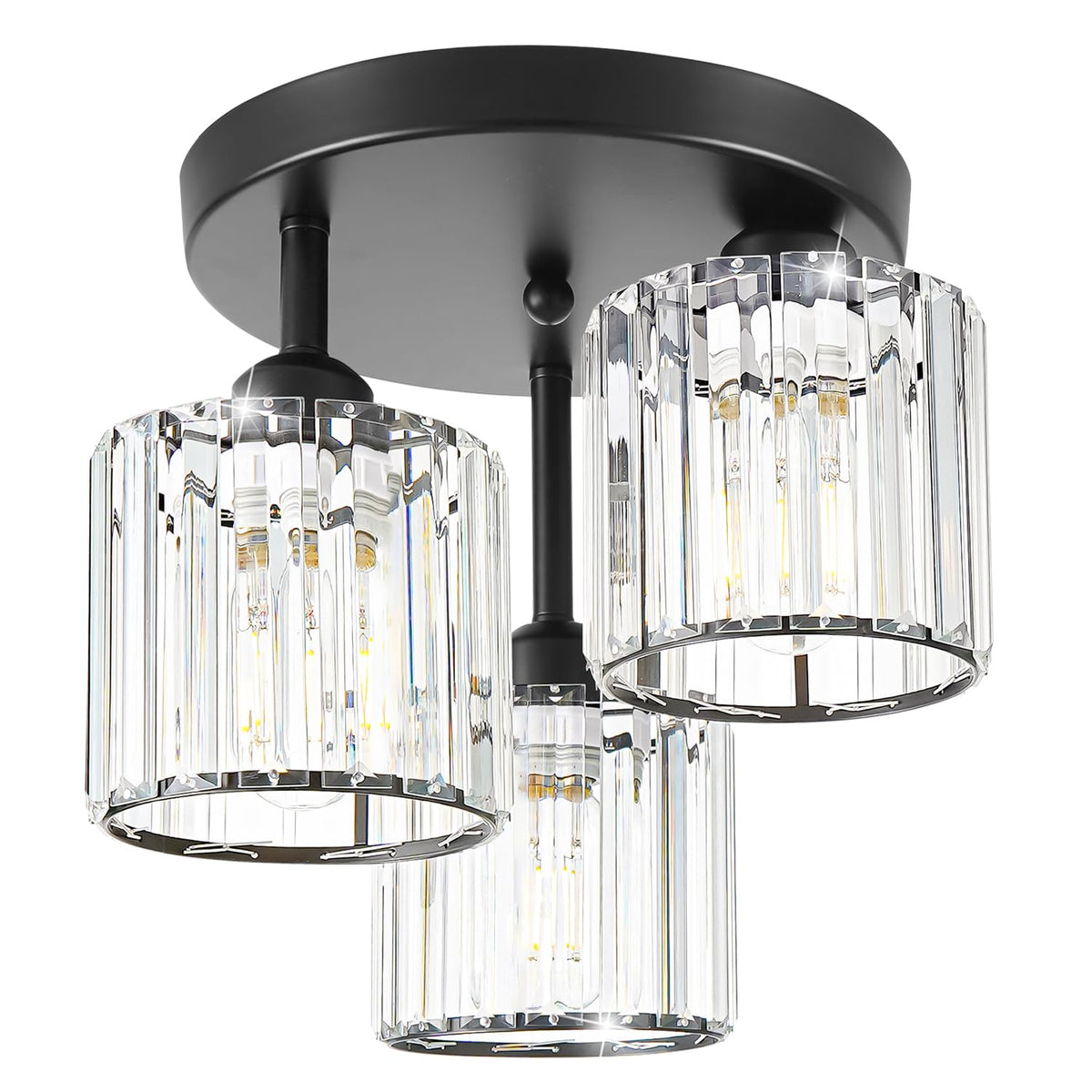 Crystal Ceiling Light Fixture, Modern Semi Flush Mount Ceiling Light, Gold Hallway Lighting Fixtures Chandelier for Kitchen, Close To Ceiling Light Fixtures for Entryway Bedroom, 1-Light, 11Inch