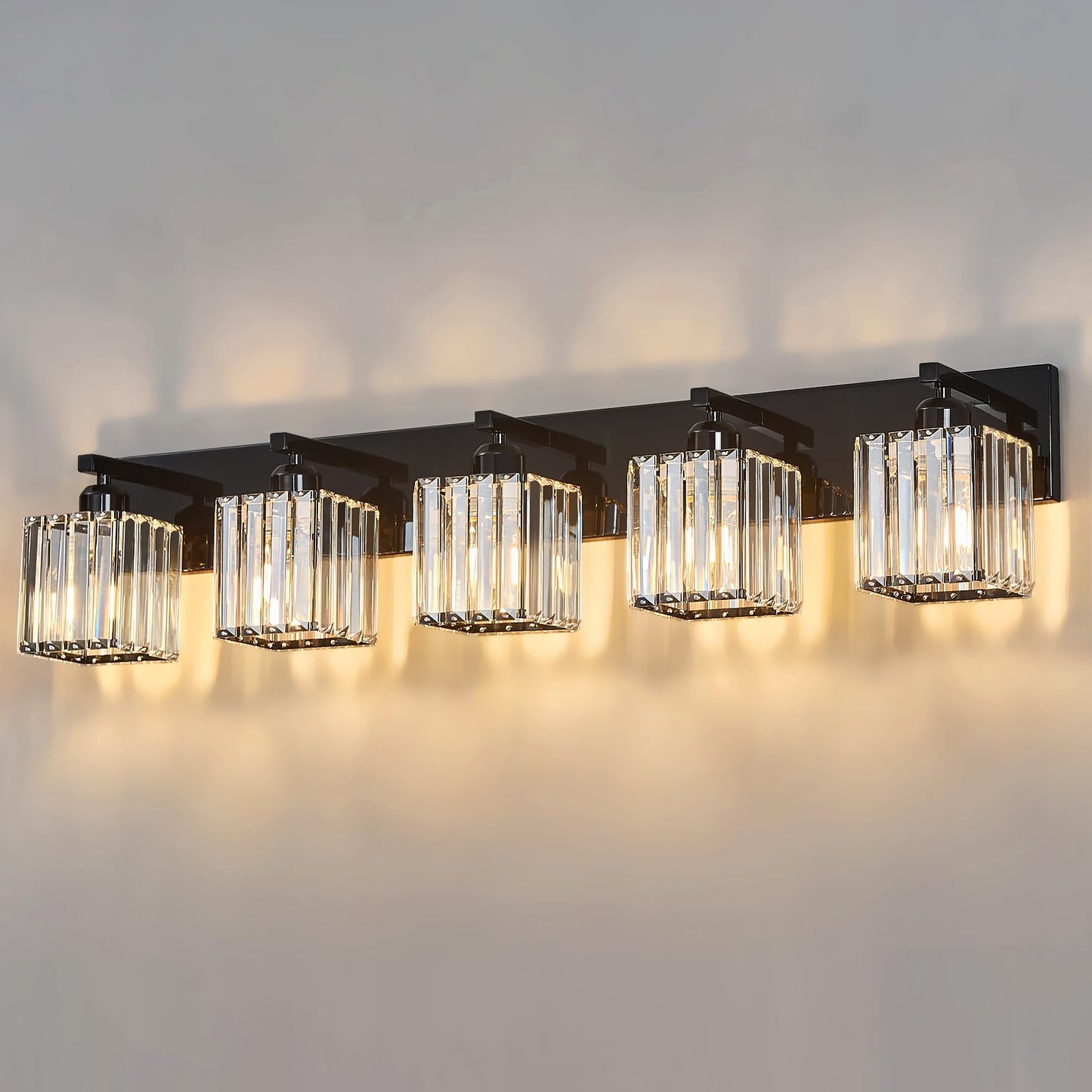 Modern Bathroom Vanity Light 3-Lights Modern Black Crystal Wall Light Bathroom Vanity Light Fixtures
