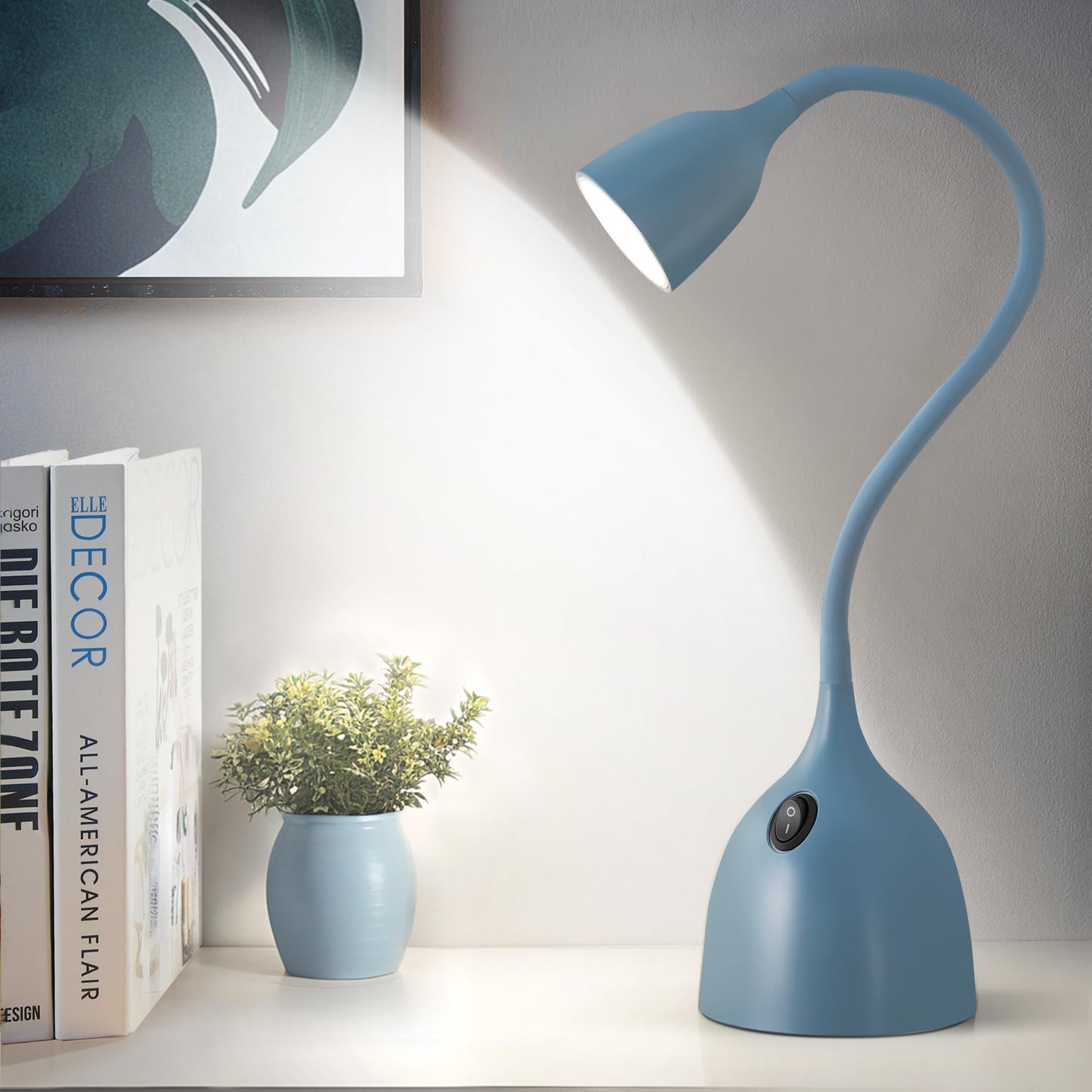 EJIAXIN Desk Lamp for Home Office, LED Reading Light, Small Adjustable Flexible Gooseneck Table Lamp, Eye-Caring Desk Lamp for College Dorm Room Study Lamp, Black