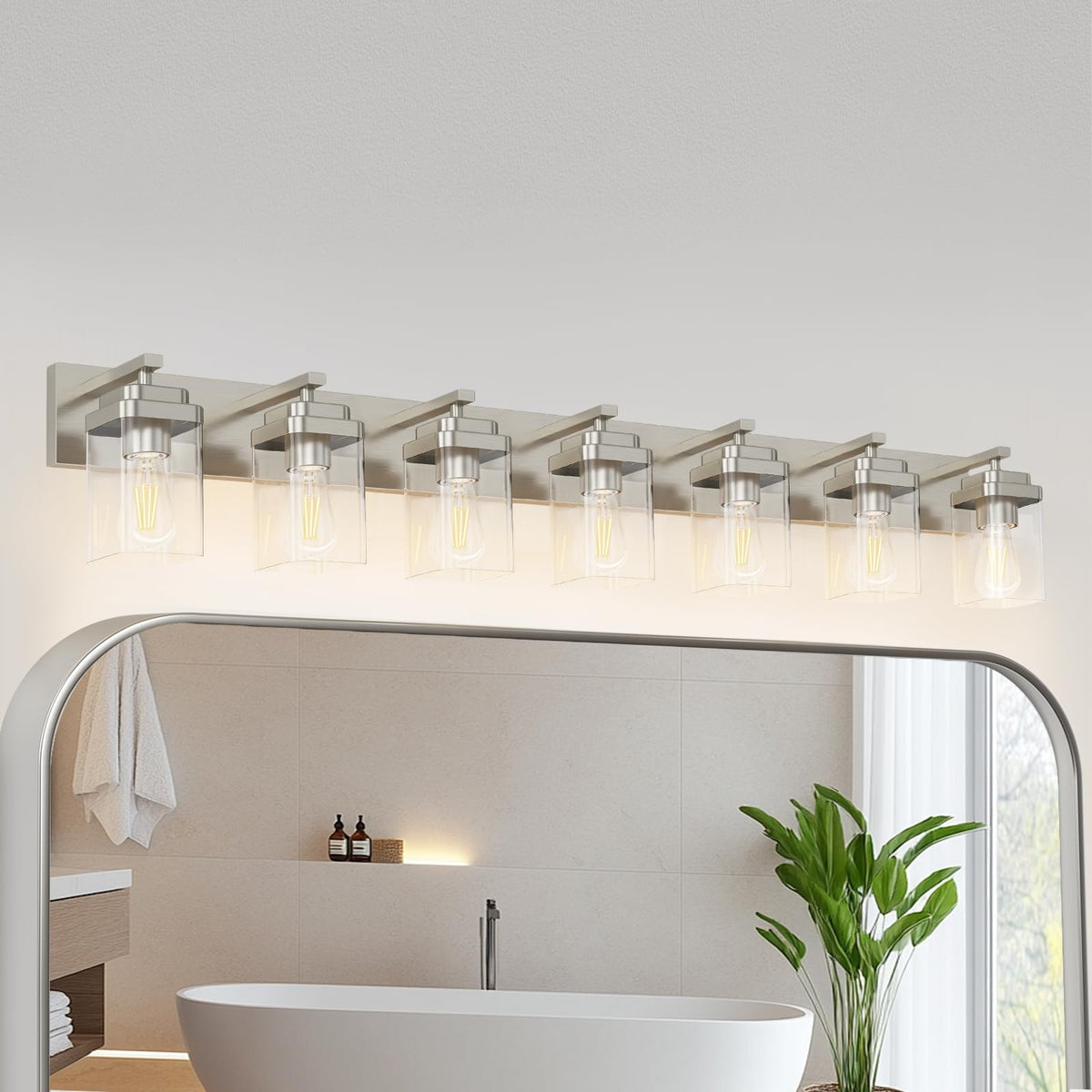 Black Bathroom Light Fixtures, 3 Lights Bathroom Lighting Fixtures Over Mirror, Square Design & Rectangle Large Backplate, Modern Vanity Lighting Fixtures, for Bathroom/Living Room/Bedroom