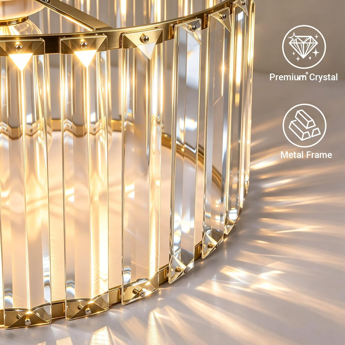 Crystal Ceiling Light Fixture, Modern Semi Flush Mount Ceiling Light, Gold Hallway Lighting Fixtures Chandelier for Kitchen, Close To Ceiling Light Fixtures for Entryway Bedroom, 1-Light, 11Inch