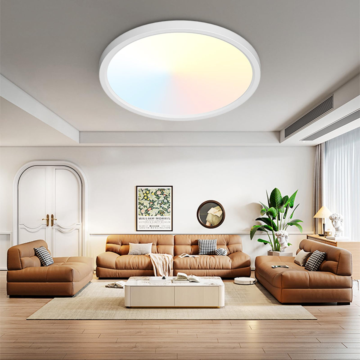 12Inch LED Ceiling Light Flush Mount, 5CCT 3000K-6500K Adjustable Ceiling Light Fixture, 2400LM 24W Bright White Flat Lighting Fixture for Hallway Kitchen Bathroom Bedroom, 6Pack