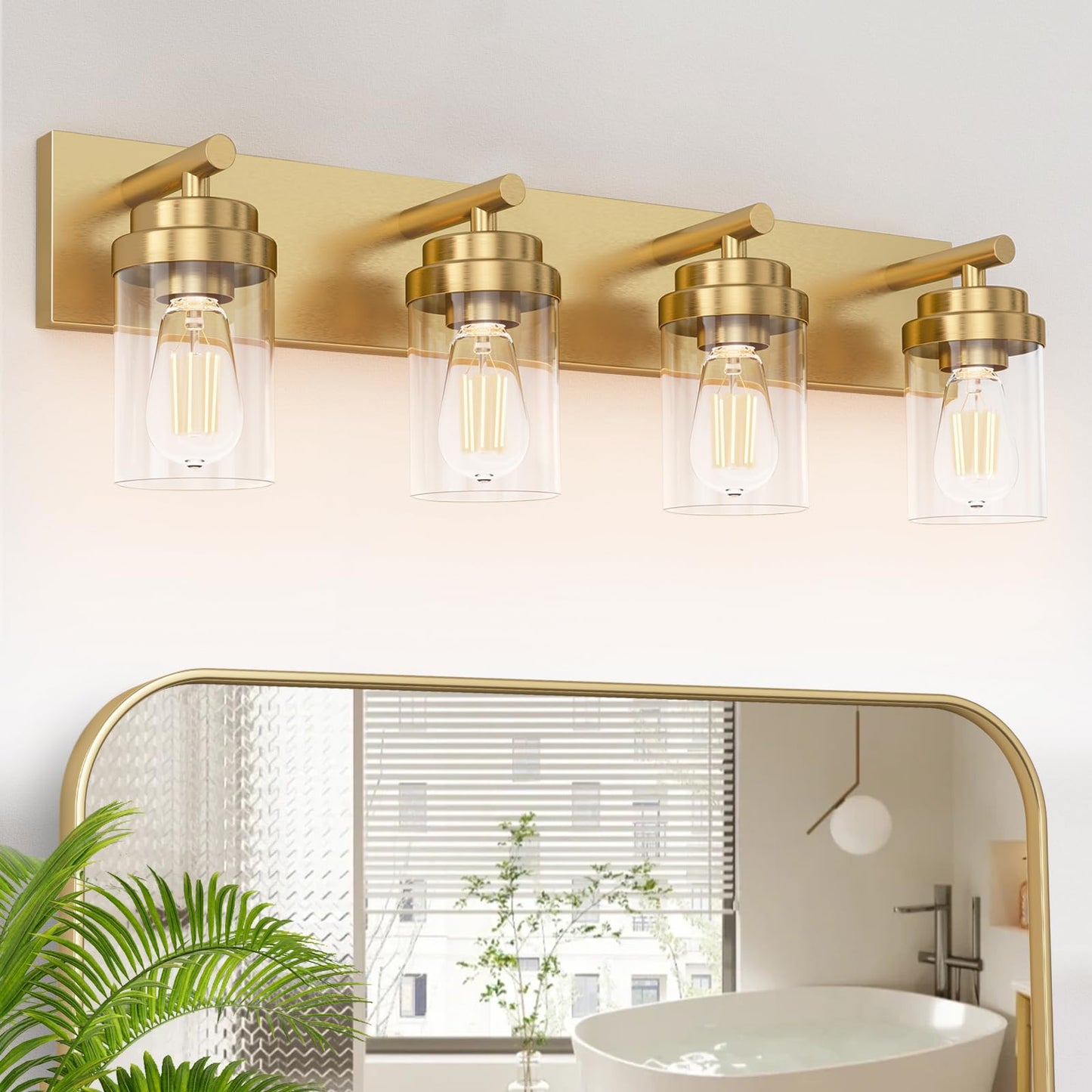 IZORRO Bathroom Vanity Light Fixture, 3-Light 22 Inch Matte Black Bathroom Light Fixtures Over Mirror, with Clear Glass Shade, Modern Farmhouse Vanity Lights, Rustic Restroom Lighting Fixtures